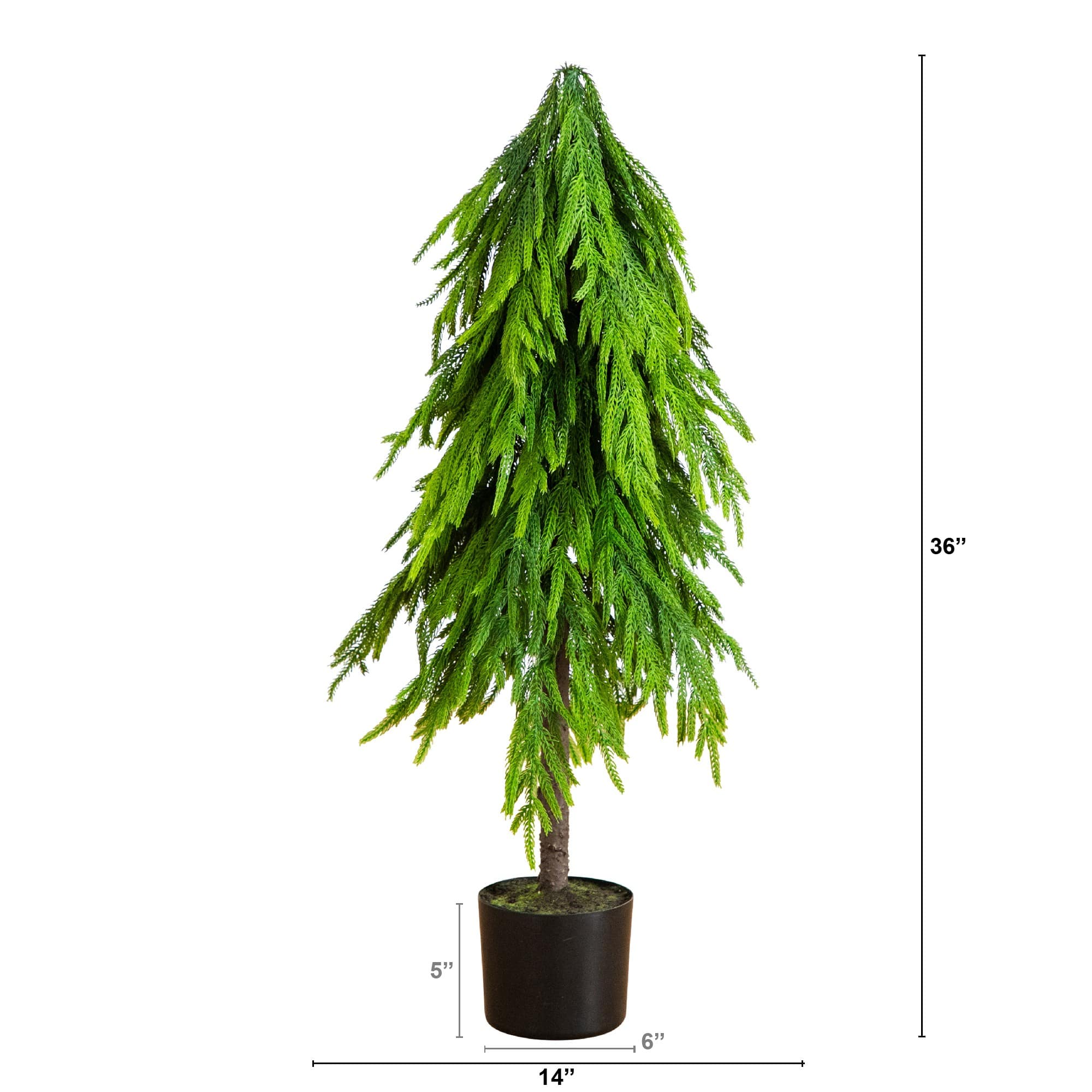 3ft. Unlit Down Swept Real Touch Norfolk Pine Artificial Christmas Tree in Nursery Pot