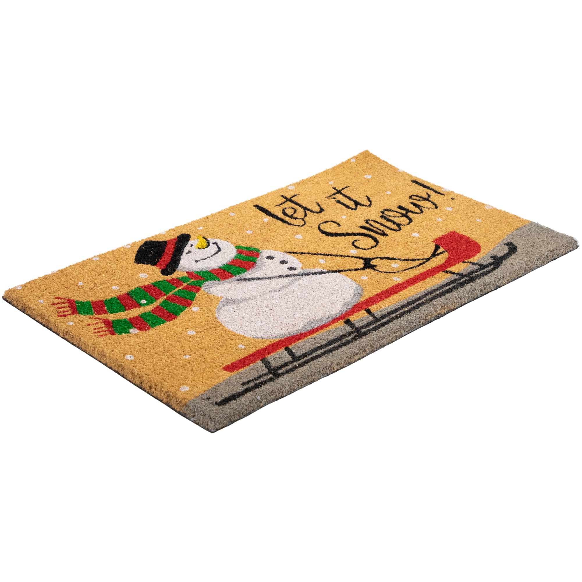 30&#x22; Let it Snow Natural Coir Rectangular Christmas Doormat