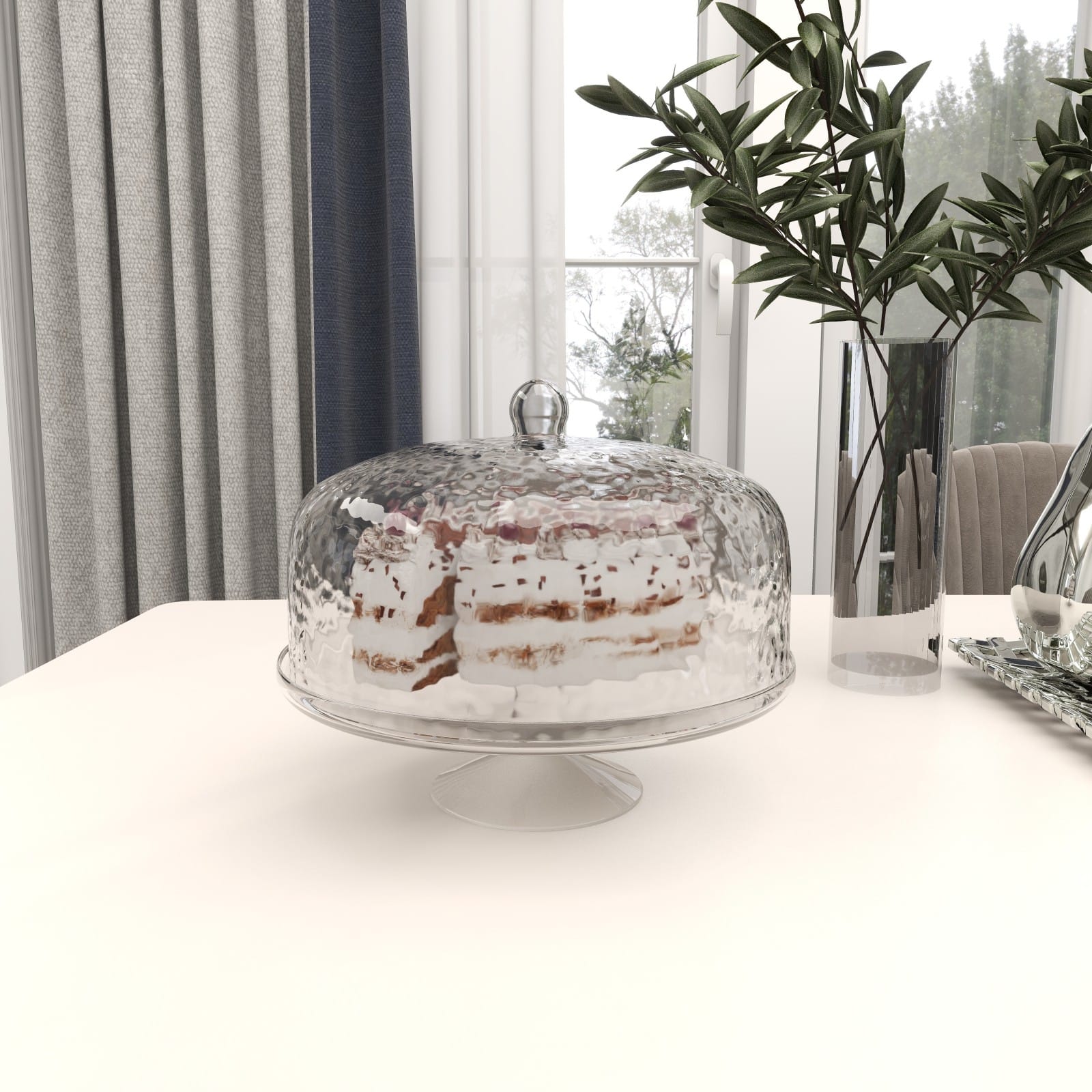 12&#x22; Clear Glass Cake Stand with Glass Dome