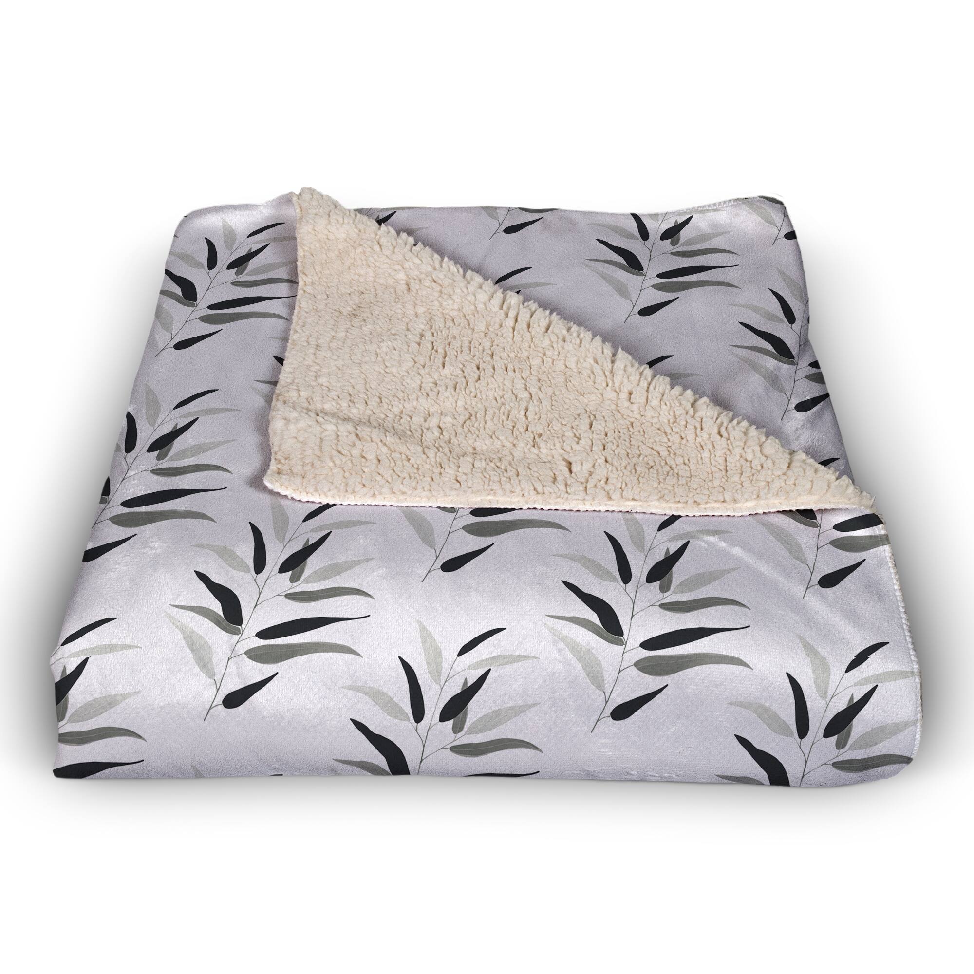 Dark Leaf Sherpa Fleece Blanket