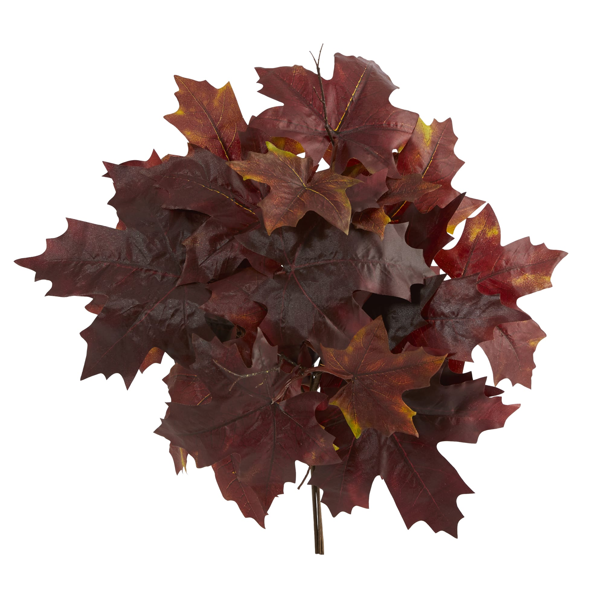 18" Burgundy Autumn Maple Leaf Bush, 2ct.