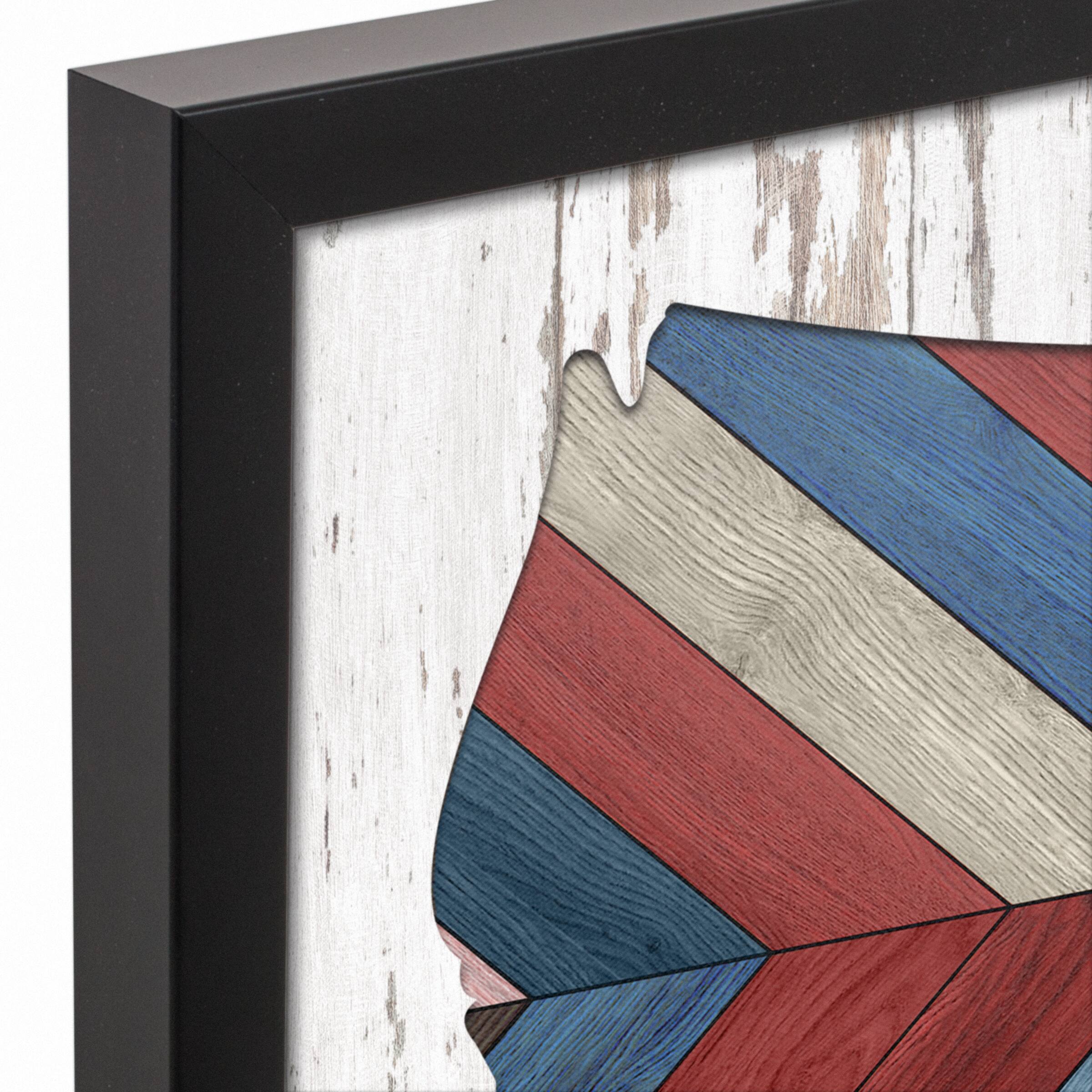 Herringbone Americana USA Black Framed Canvas