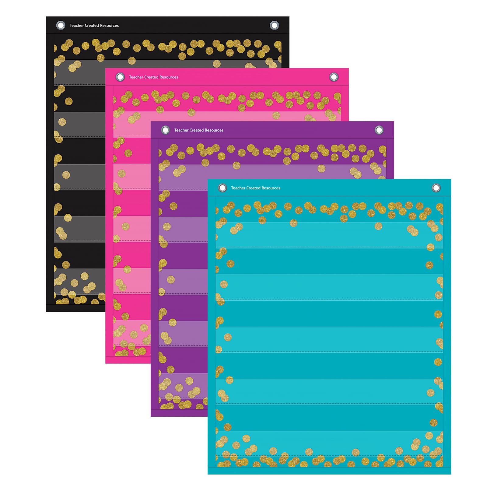 Teacher Created Resources Confetti Colorful Magnetic Mini Pocket Charts