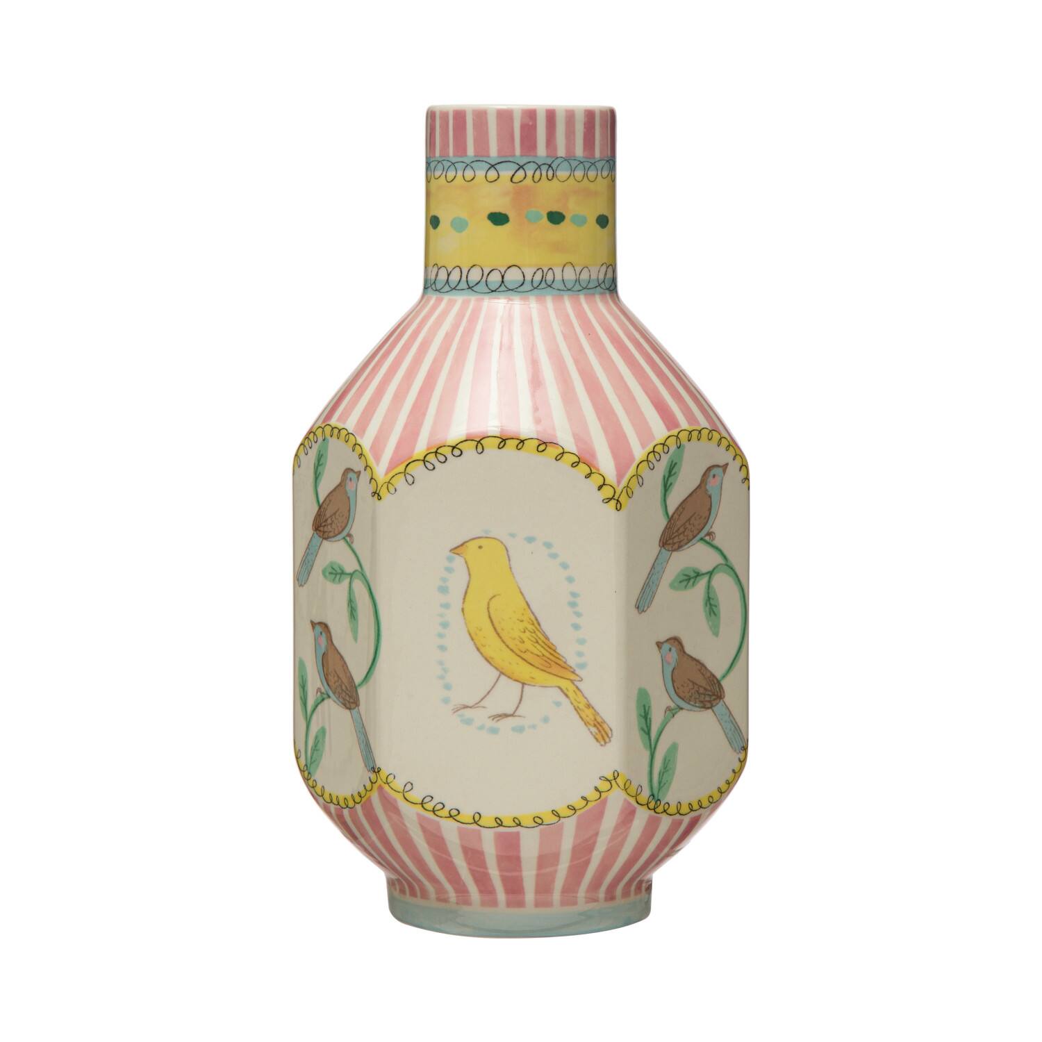 Hello Honey® 8" Painted Bird Design Ceramic Vase