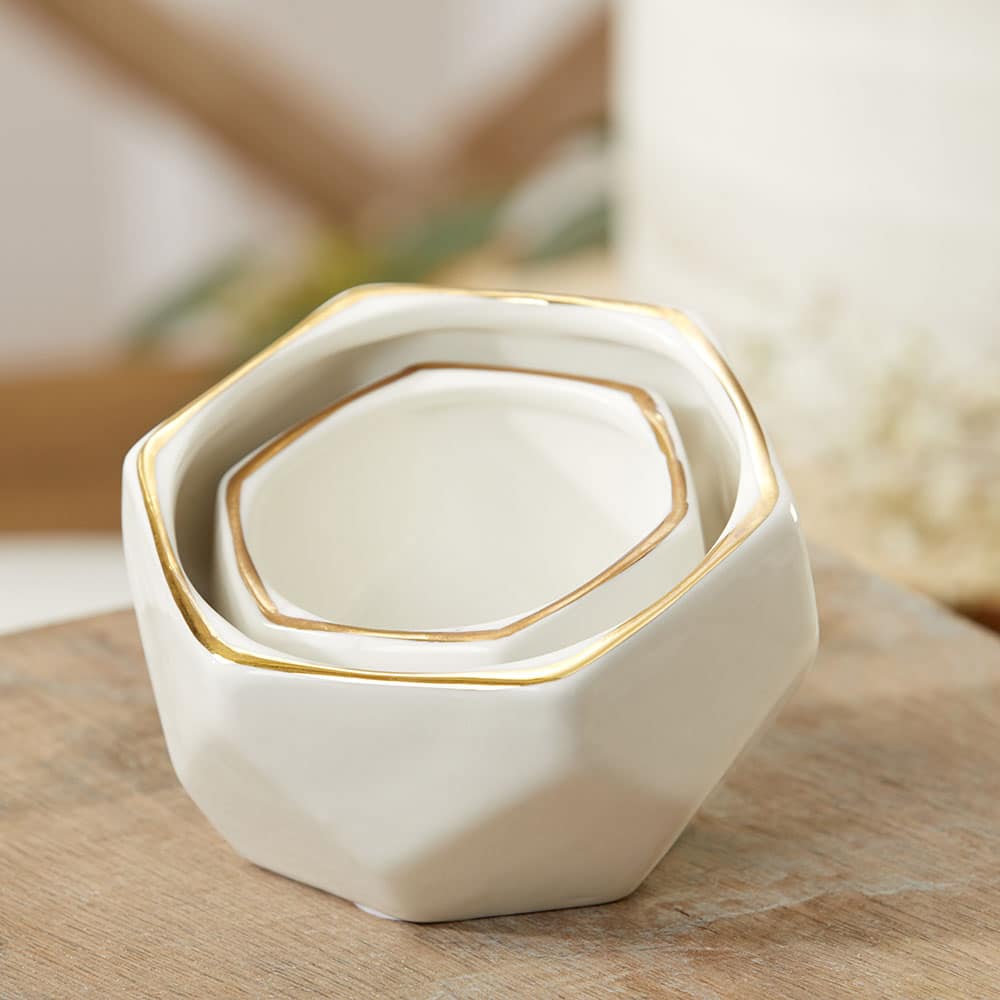 Kate Aspen&#xAE; Geometric Ceramic Planter Set