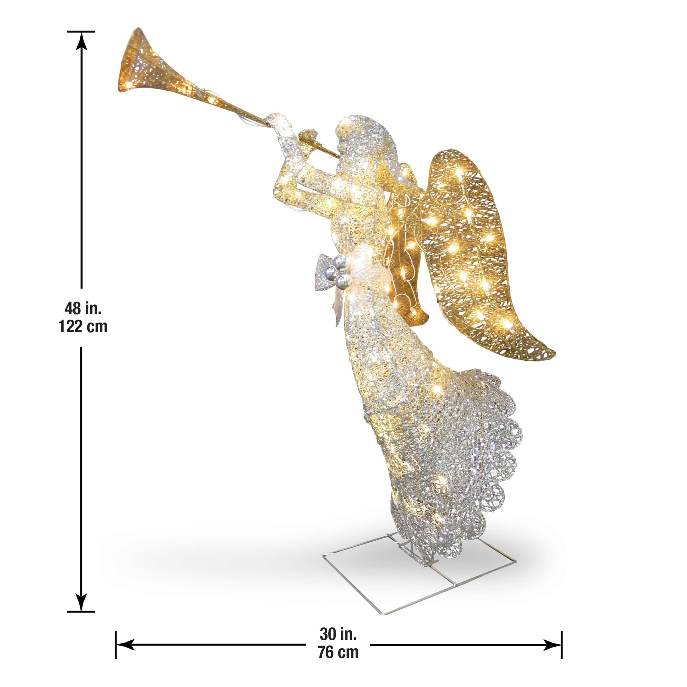 48" Crystal Angel Decoration, Clear Mini LED Lights