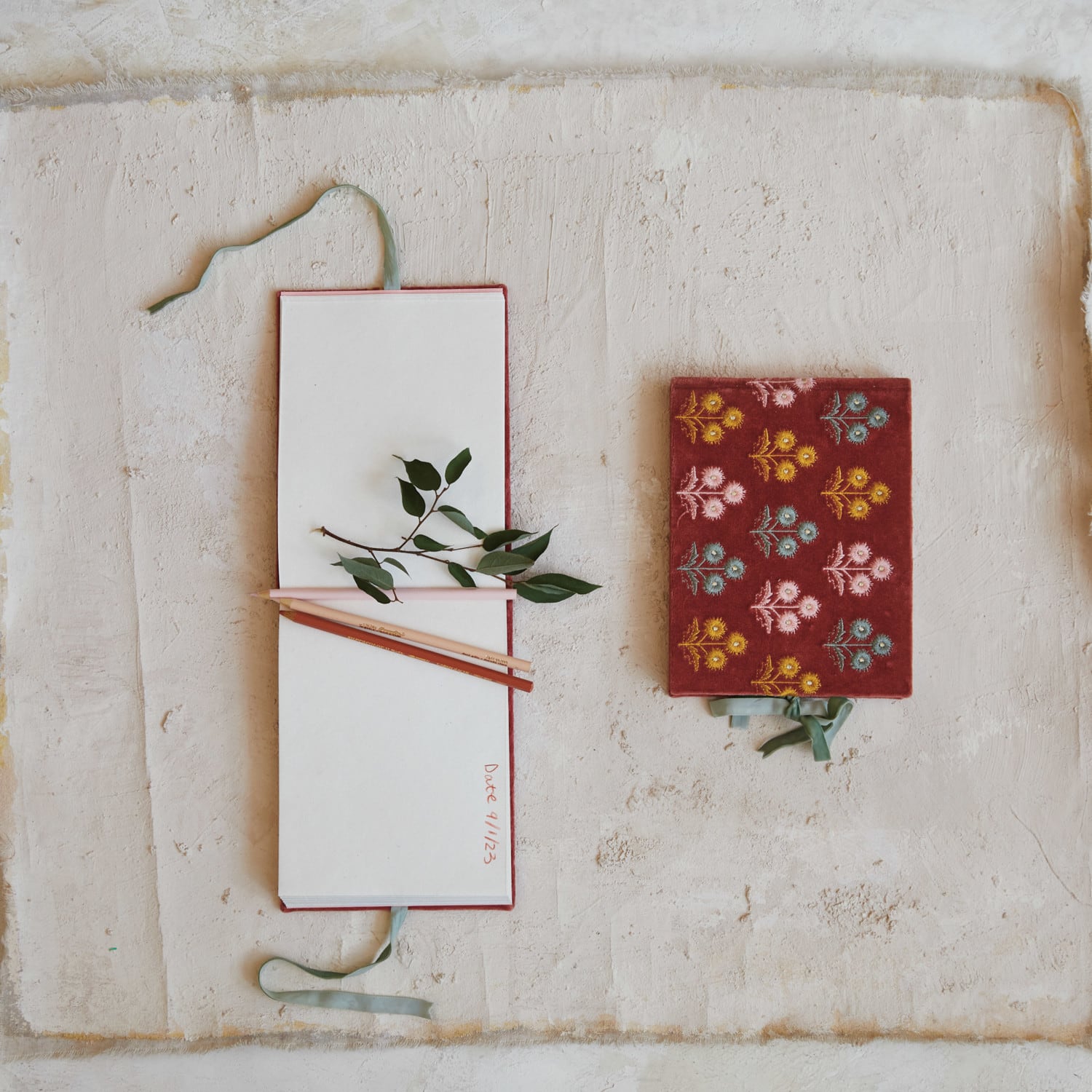 Hello Honey® 8" x 6" Embroidered Cotton Velvet Journal