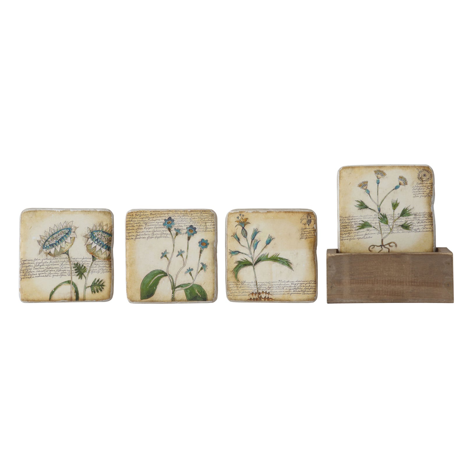Hello Honey® Floral Coaster Set in Wood Box