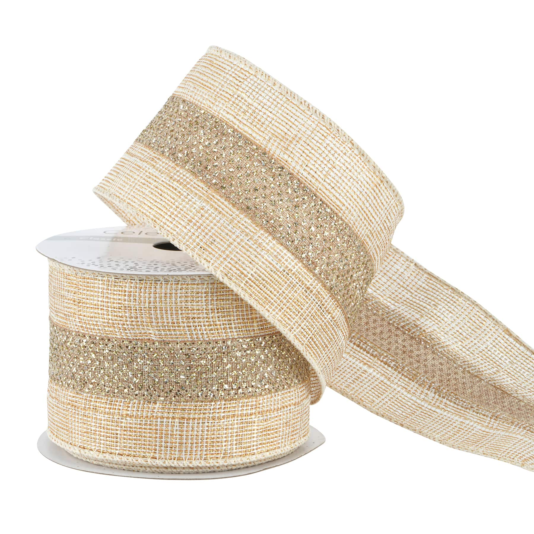 2.5&#x22; x 3yd. Metallic Linen Wired Ribbon by Celebrate It&#x2122; Classic