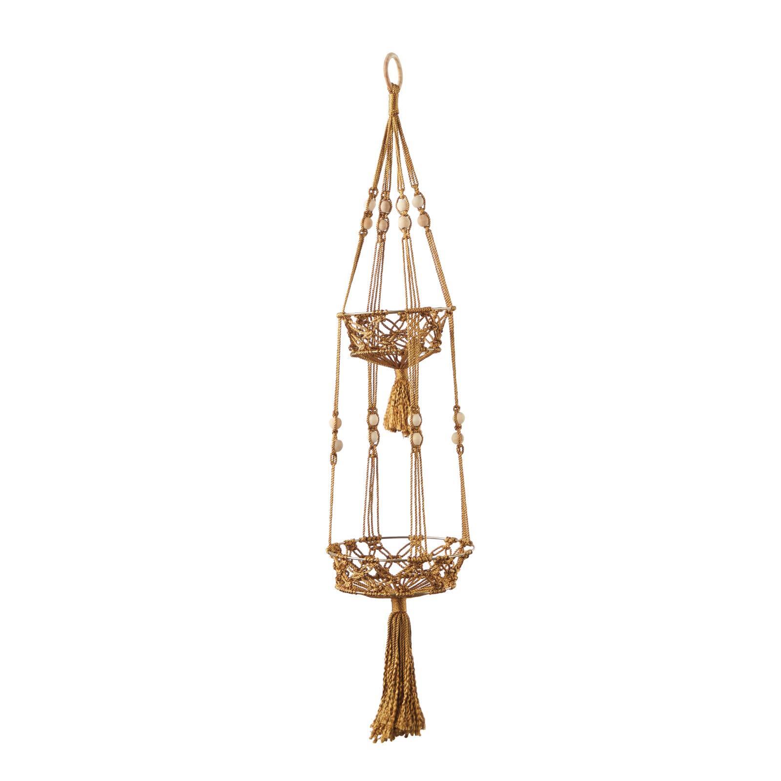 47" Brown Fabric Handmade Hanging Macrame Wall Planter