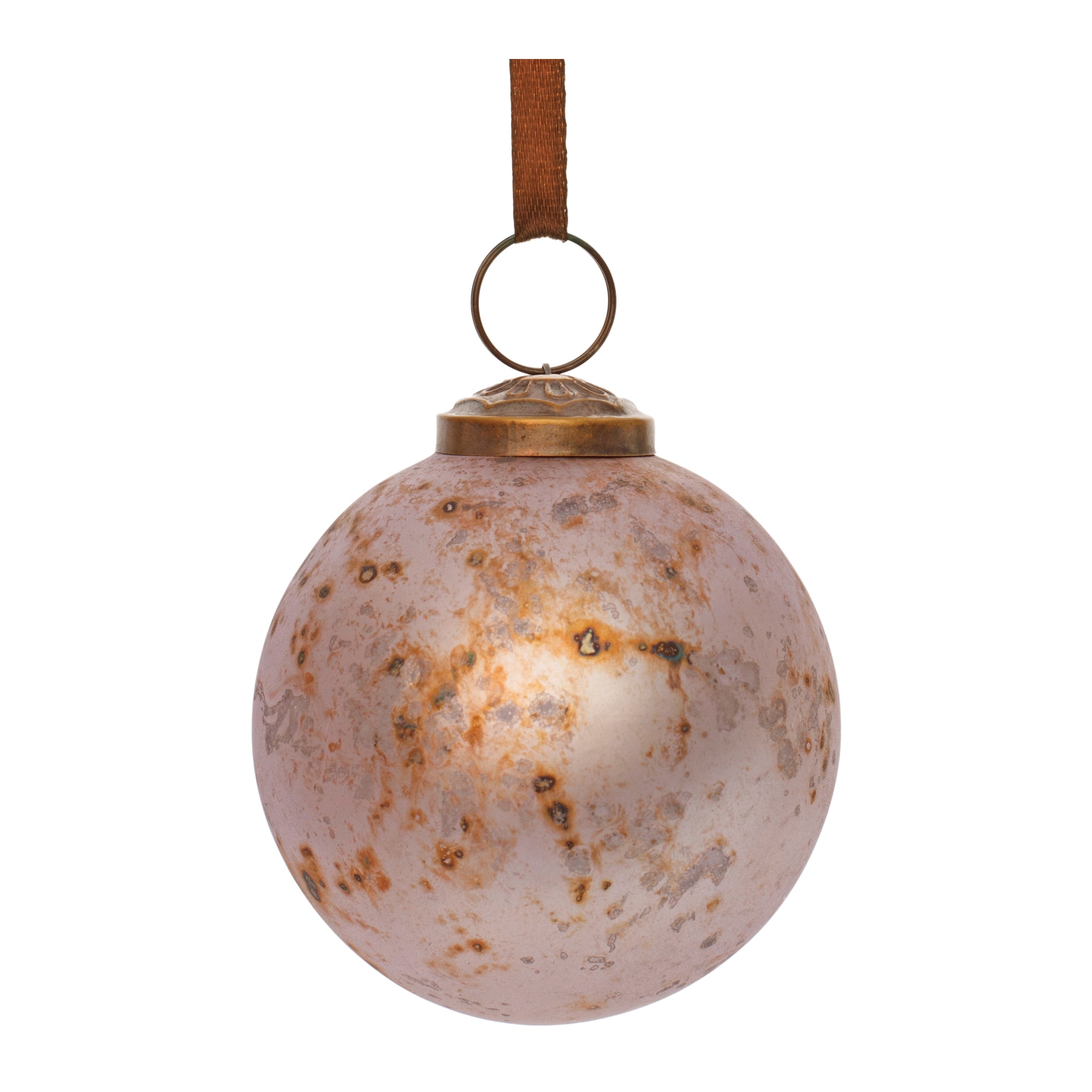 3&#x22; Rusted Violet Mercury Glass Ball Ornaments. 6ct.