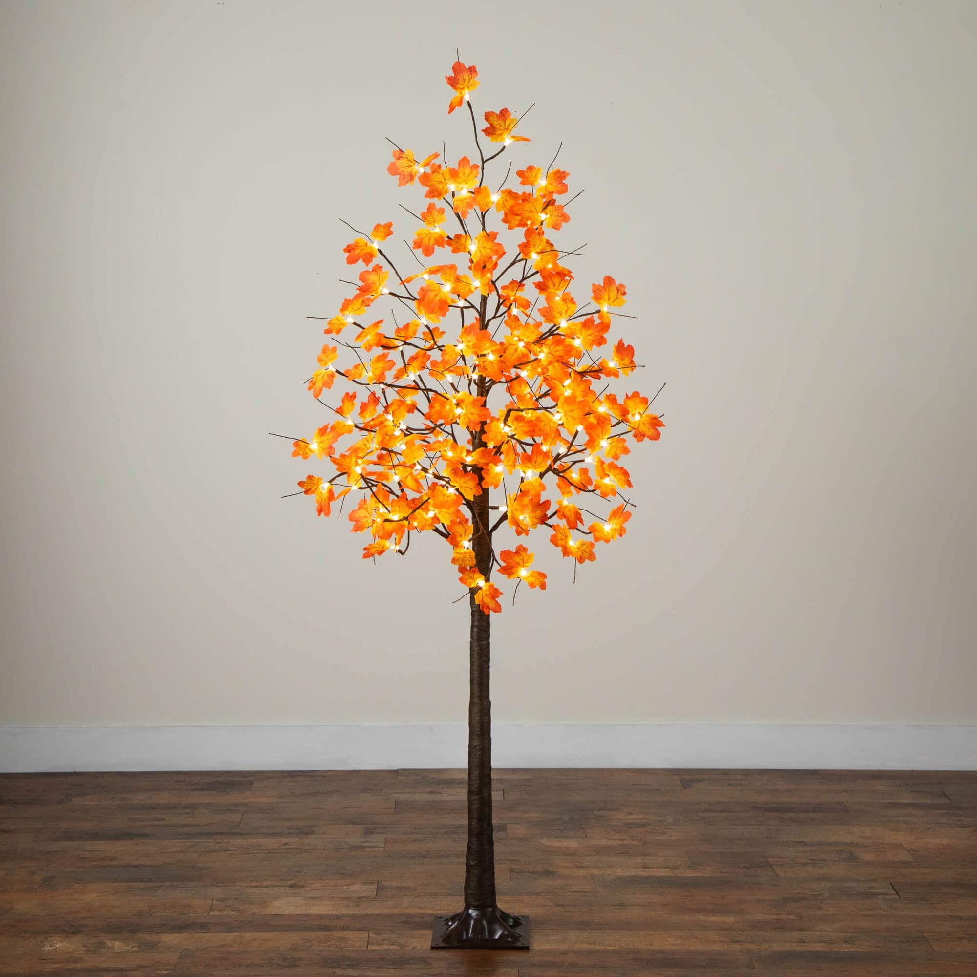 6ft. Pre-Lit Minimalist Autumn Maple Artificial Fall Tree with 120 Warm White LED Lights