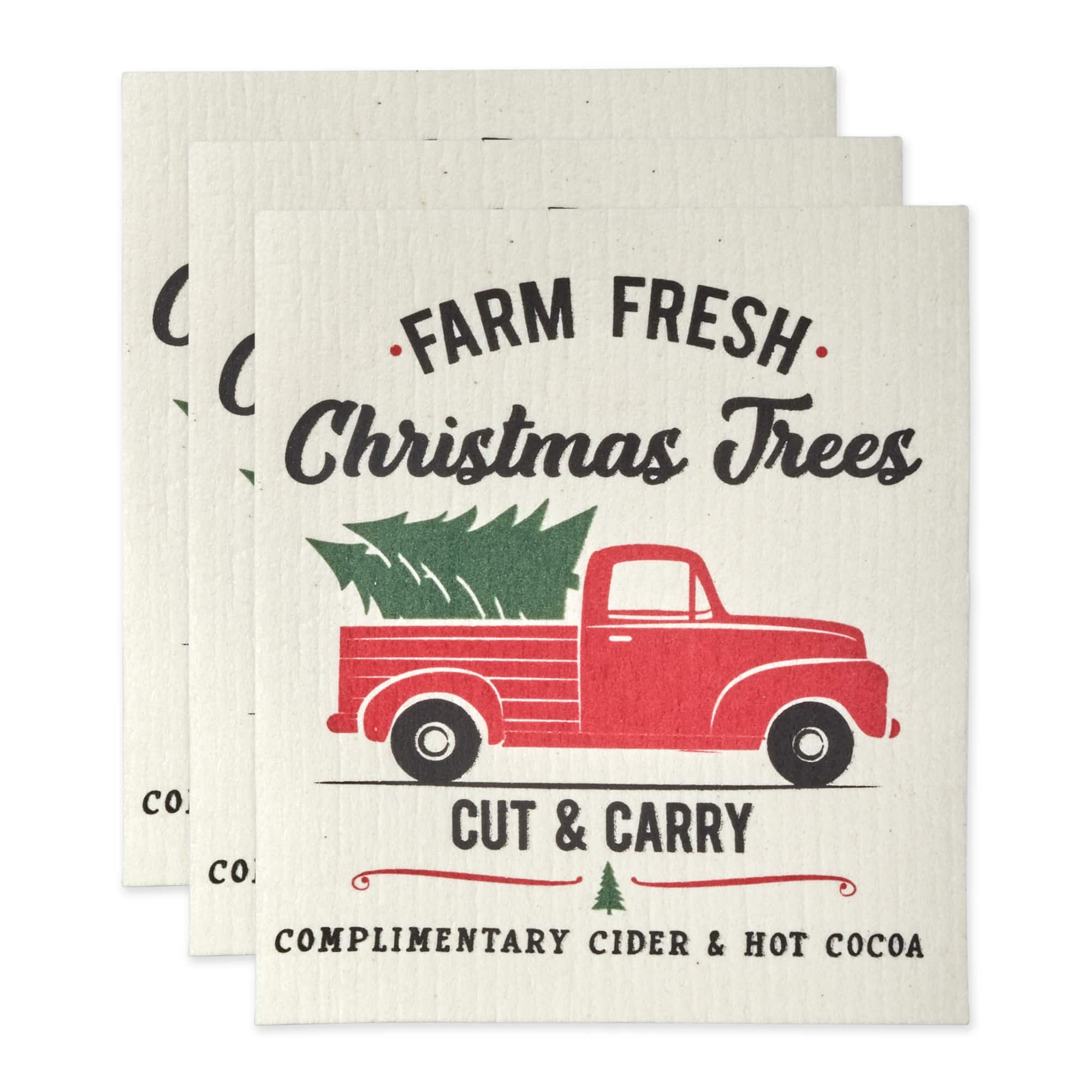 DII® Christmas Truck Swedish Dishcloth Set, 3ct.