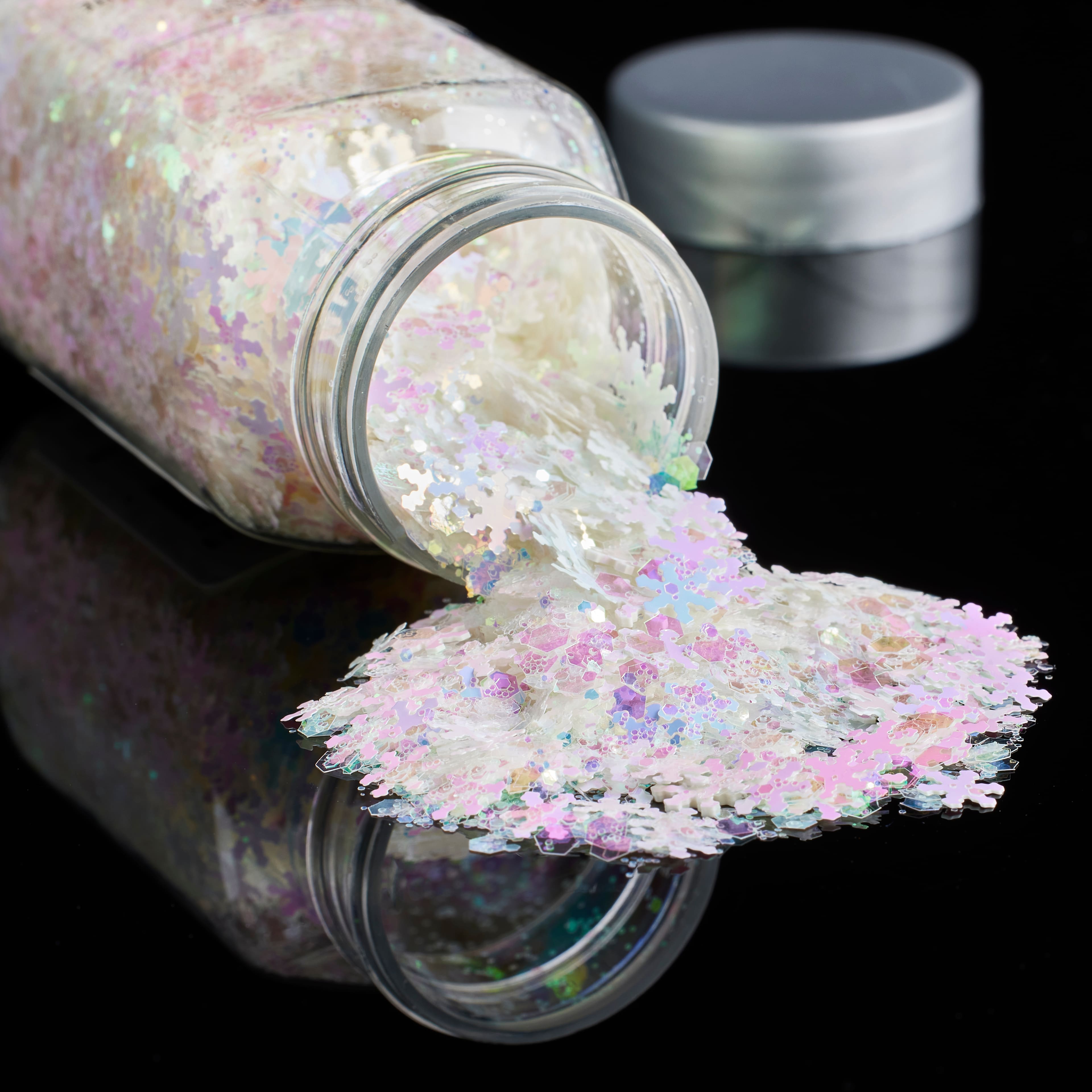 12 Pack: Specialty Polyester Glitter White Iridescent Snowflakes by Recollections™