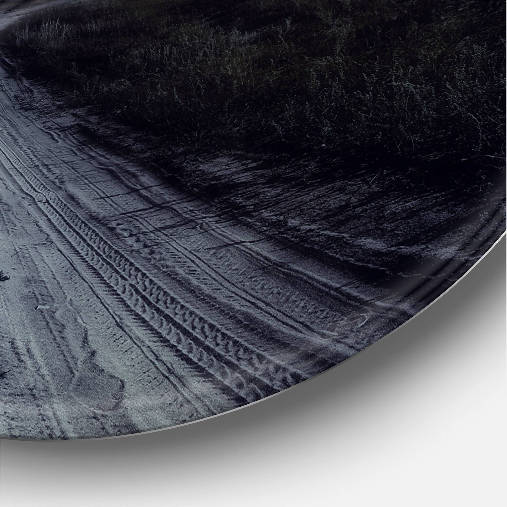 Designart - Paved Road Under A Full Moon - Nautical &#x26; Coastal Metal Circle Wall Art