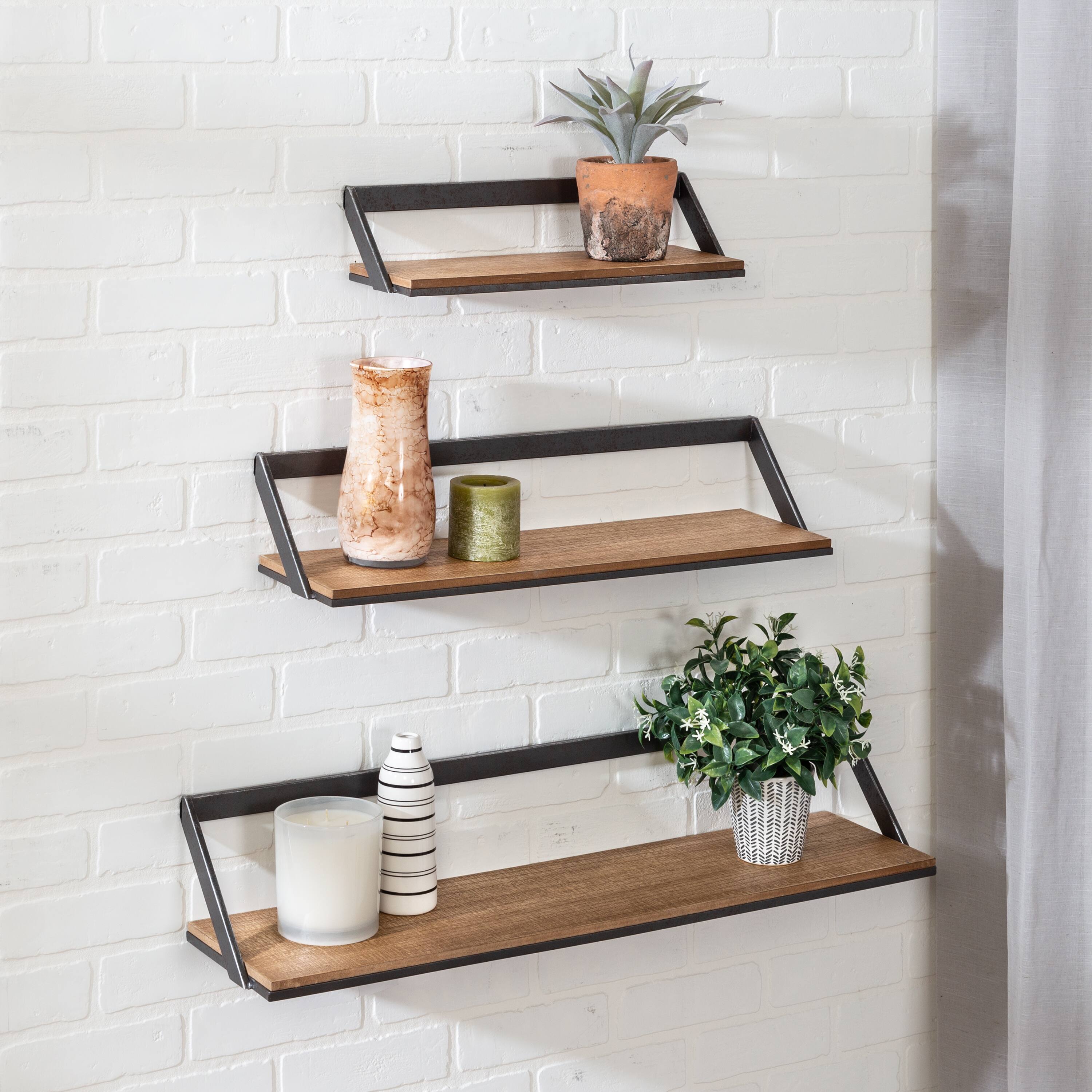 Honey Can Do Floating Decorative Metal & Wood Wall Shelves, 3ct.