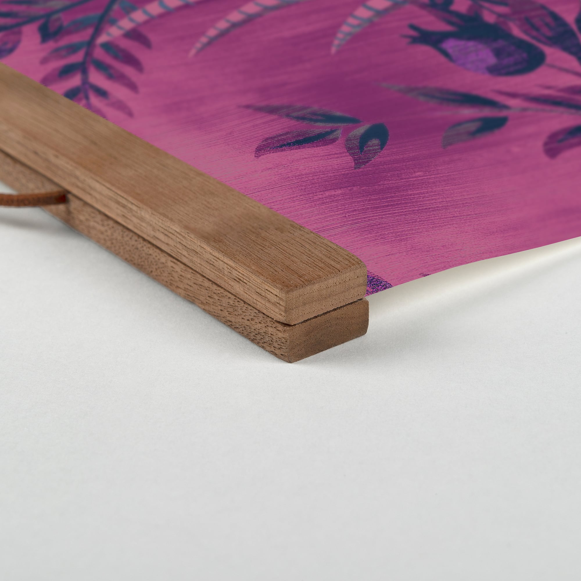 Peacock Pattern 12" x 18" Teak Hanging Canvas