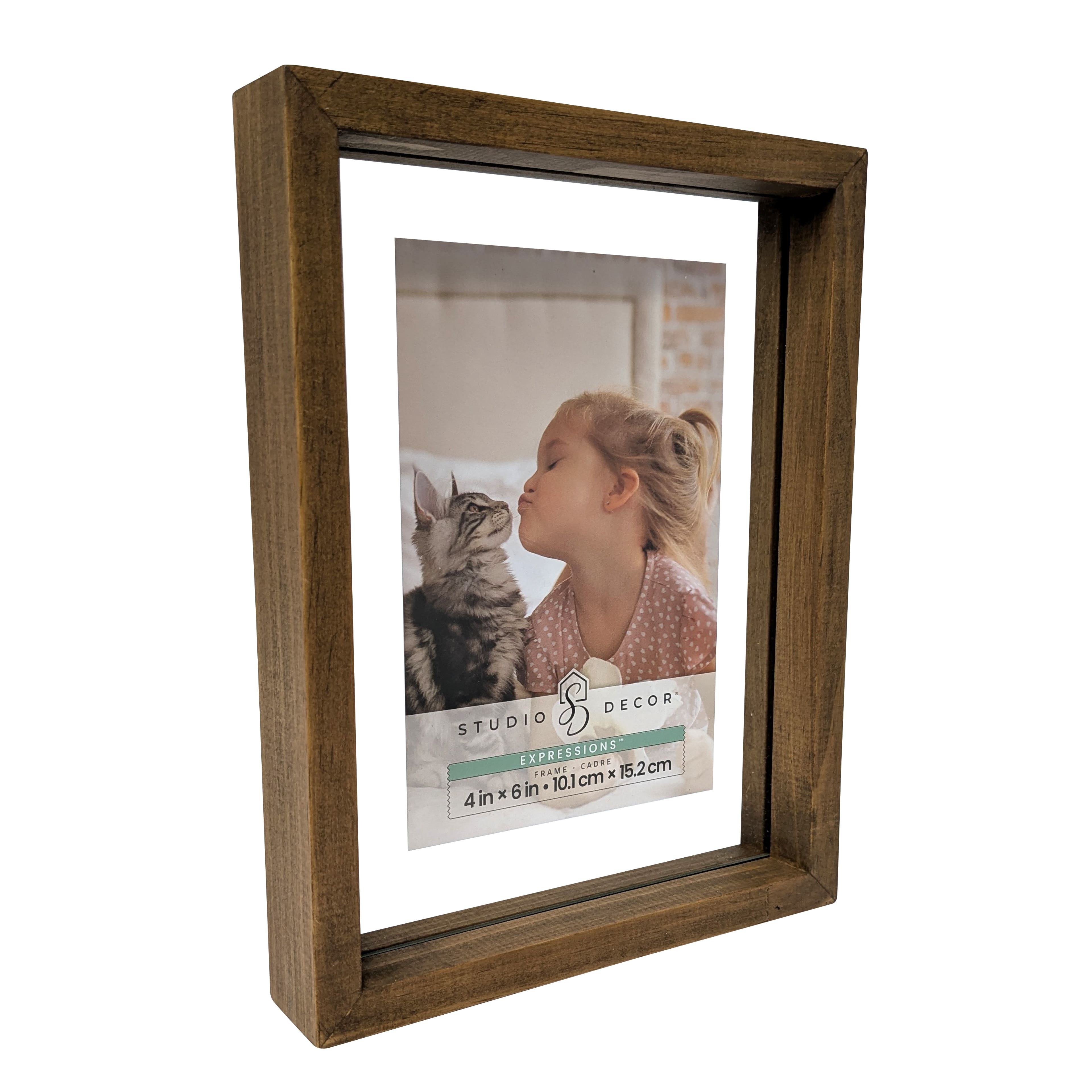 Expressions&#x2122; Brown Linear Wood Float Frame by Studio D&#xE9;cor&#xAE;