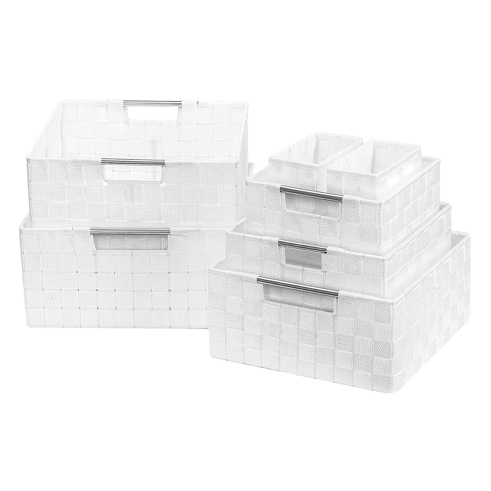 Sorbus 7-Piece Stackable Tote Basket Set with Handles