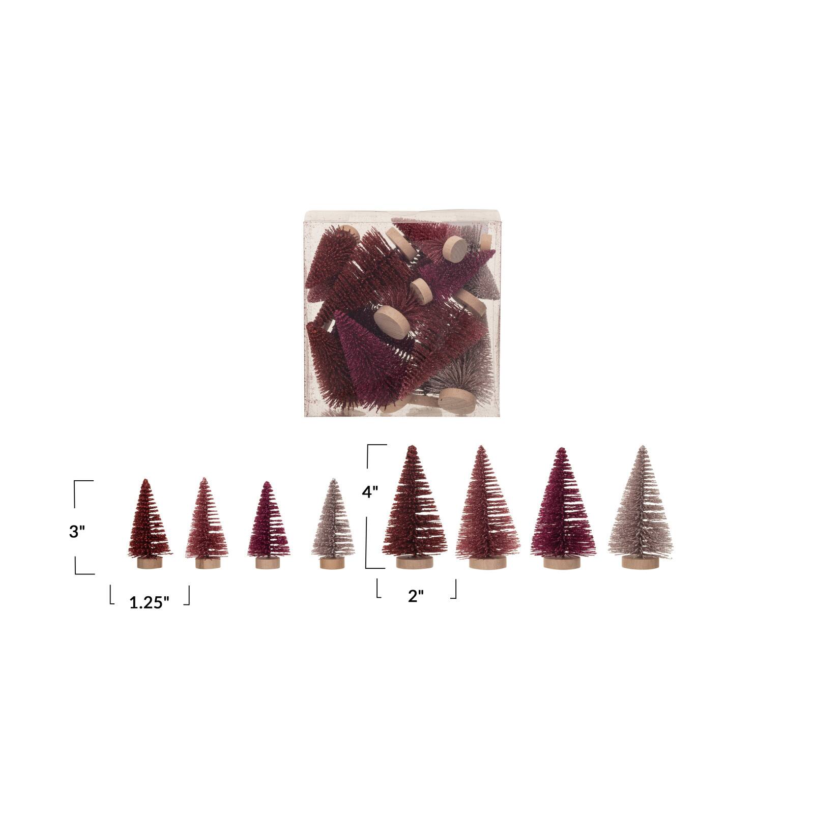 Hello Honey® Burgundy & Pink Sisal Bottle Brush Tree with Wood Base Set