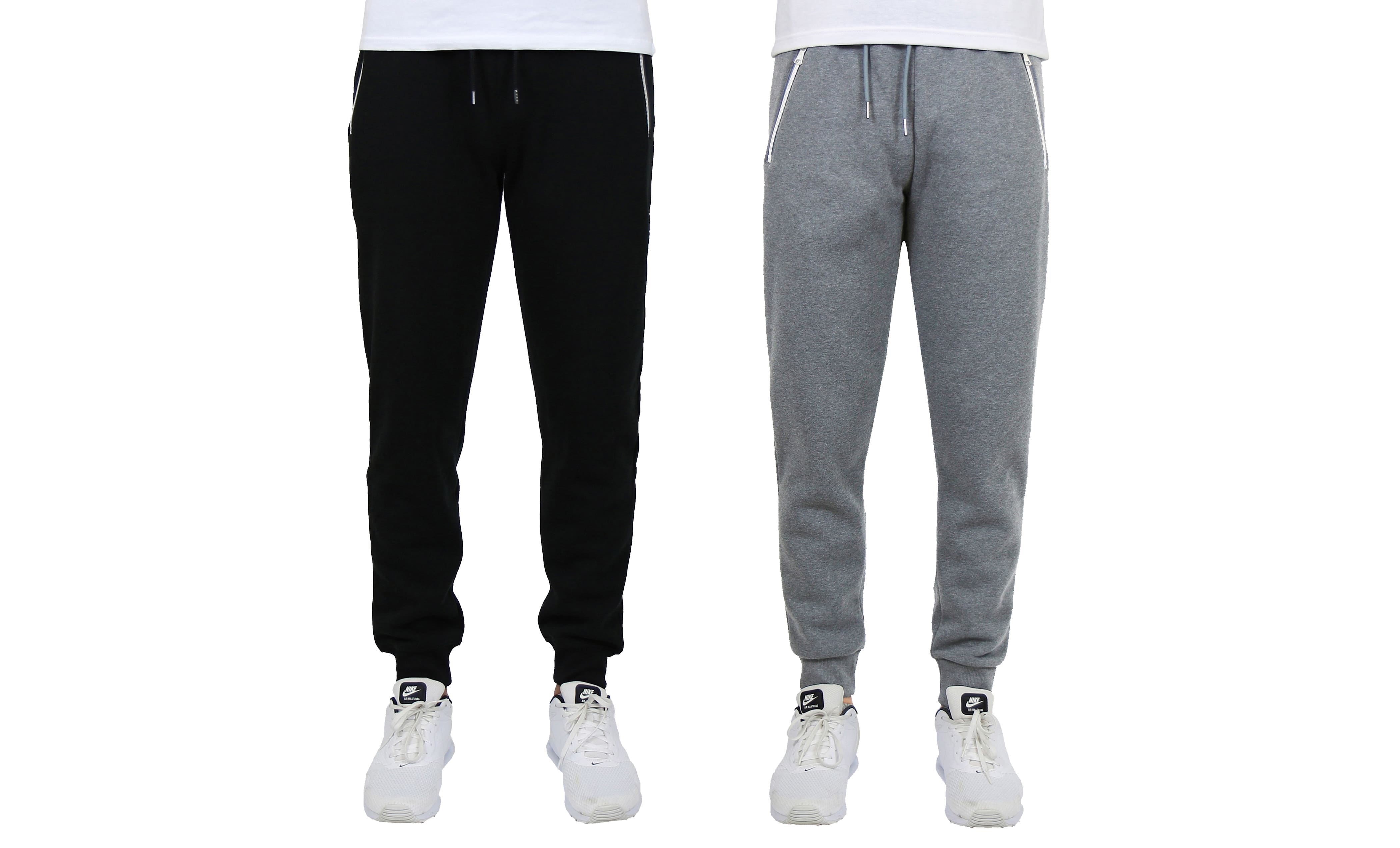 Galaxy by Harvic Men's Fleece-Lined Jogger Sweatpants With Zipper Pockets 2 Pack