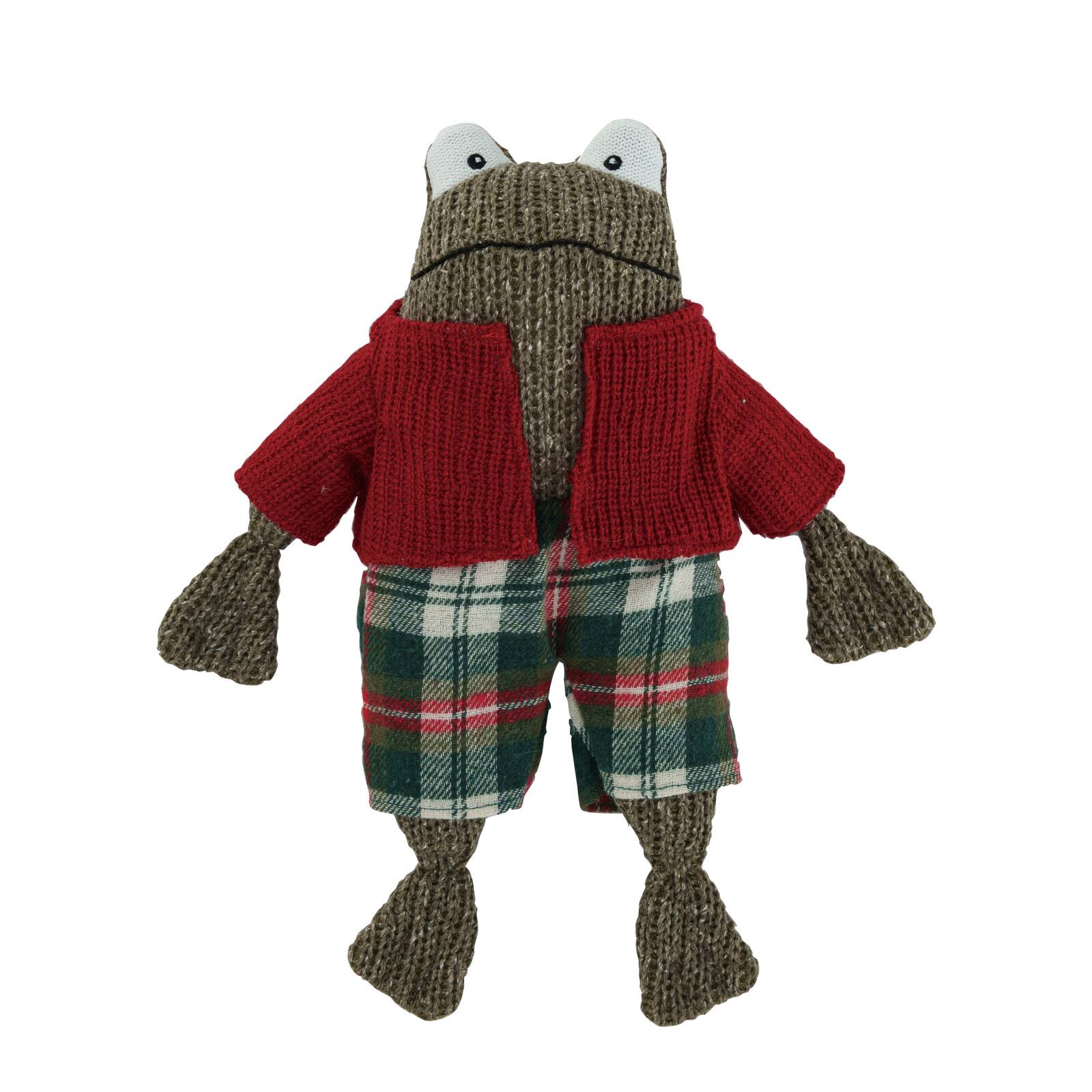 Hello Honey® 12" Decorative Cotton Knit Plush Christmas Frog Toy in Sweater & Shorts