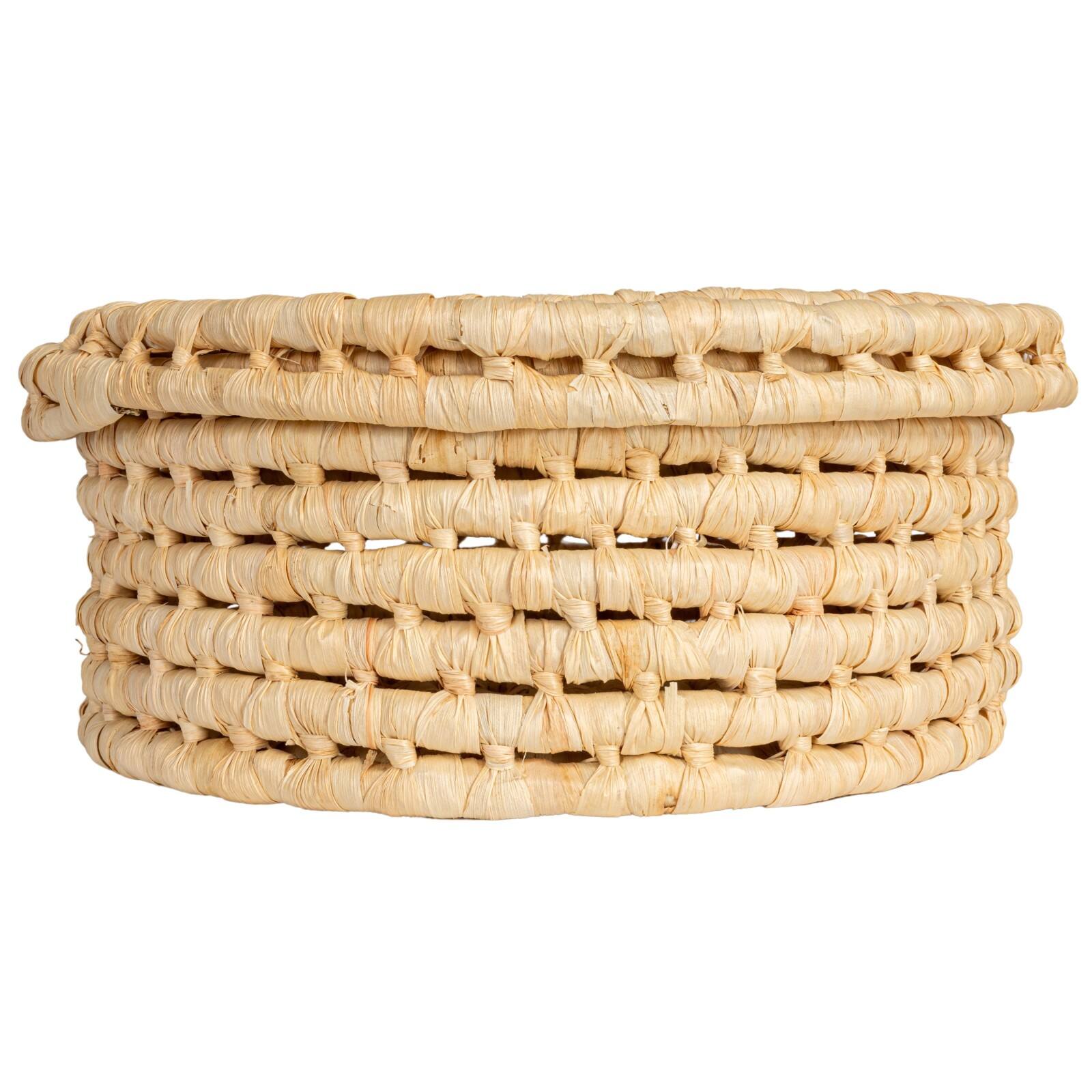 Household Essentials Natural Handwoven Corn Leaf Nestable Basket Set with Lids