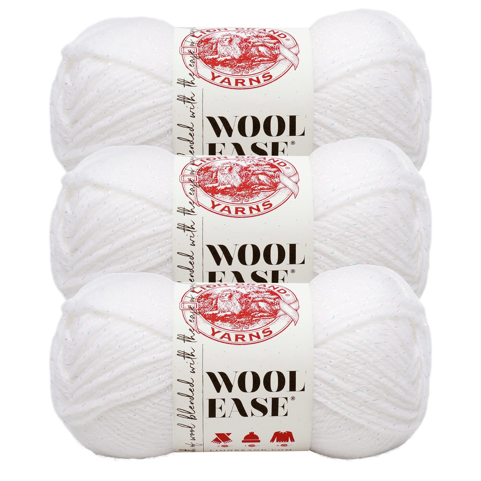 3 Pack Lion Brand® Wool Ease® White Multi Yarn