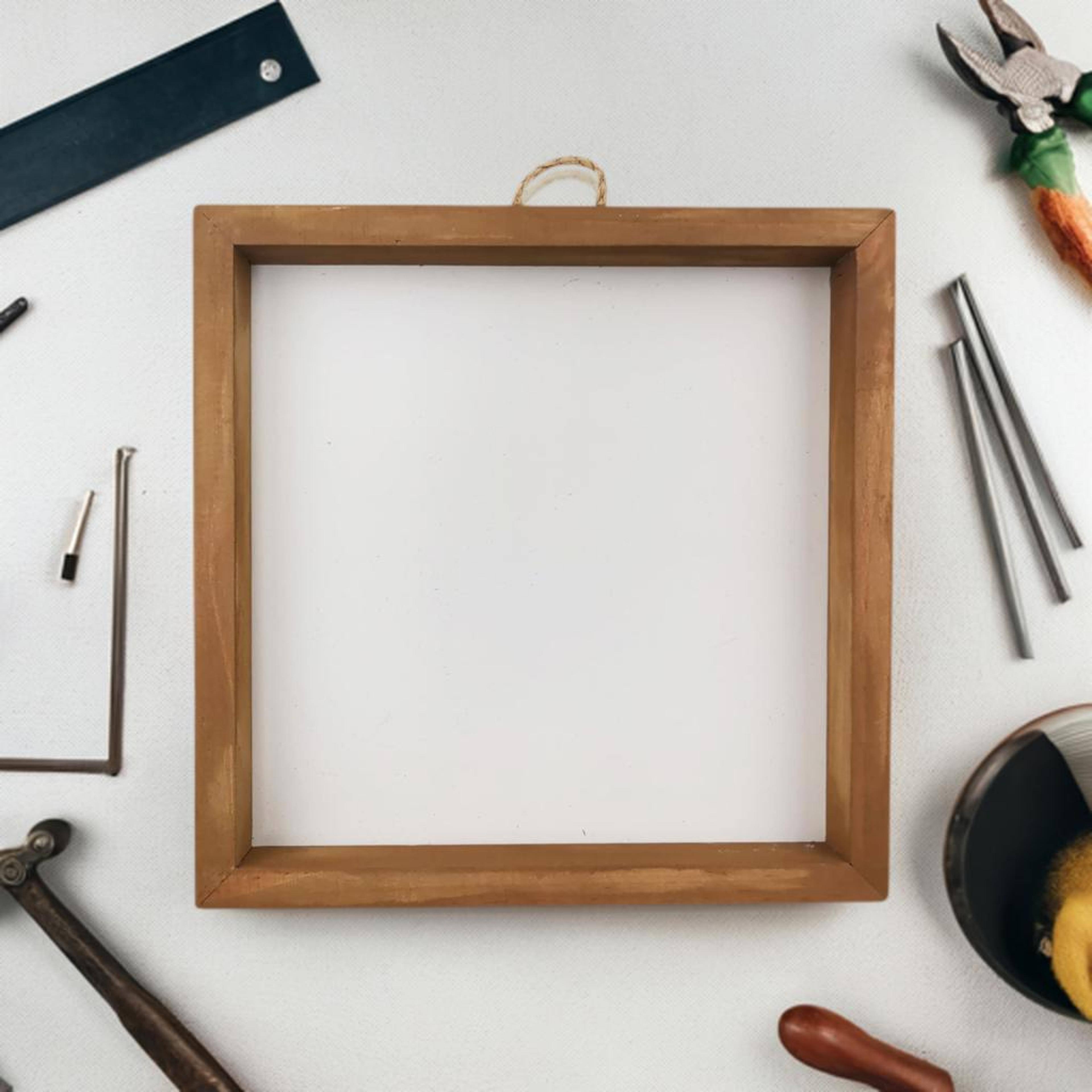 8" x 8" White Plaque with Brown Frame by Make Market®