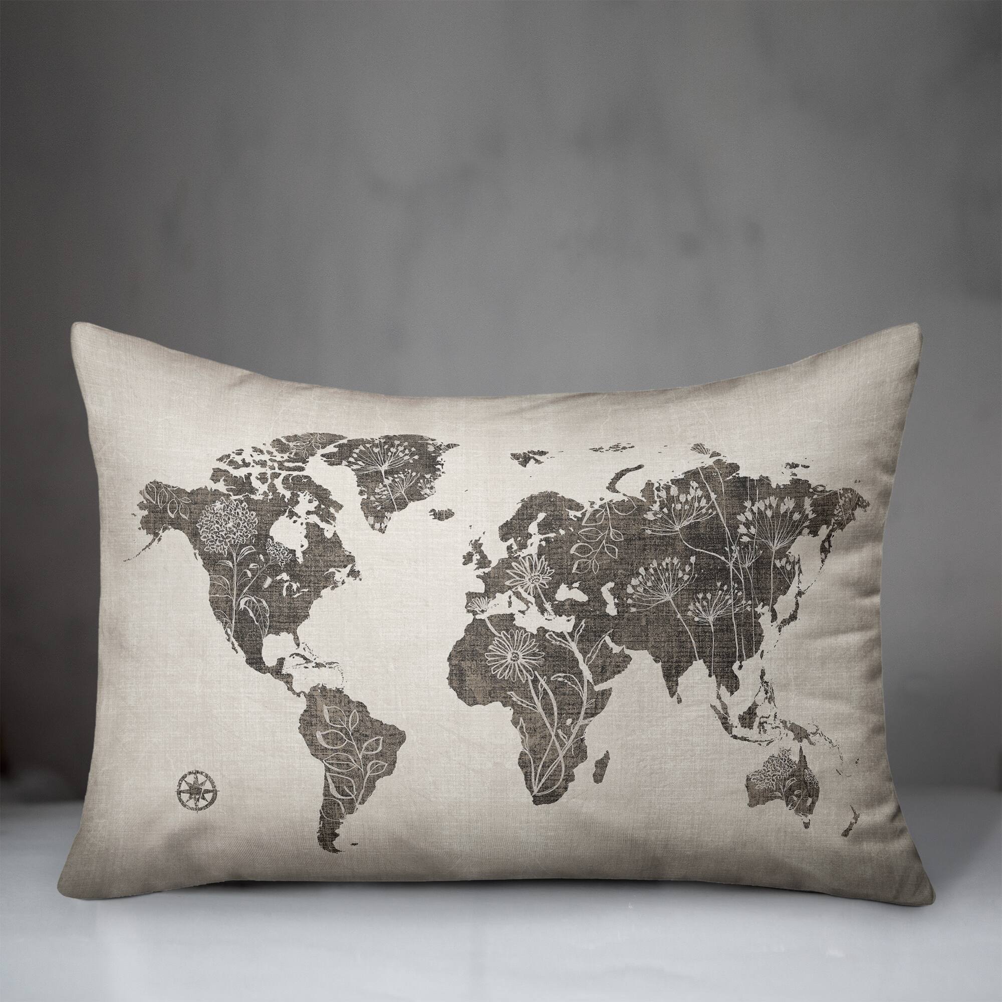 Floral Map 20" x 14" Indoor/Outdoor Pillow
