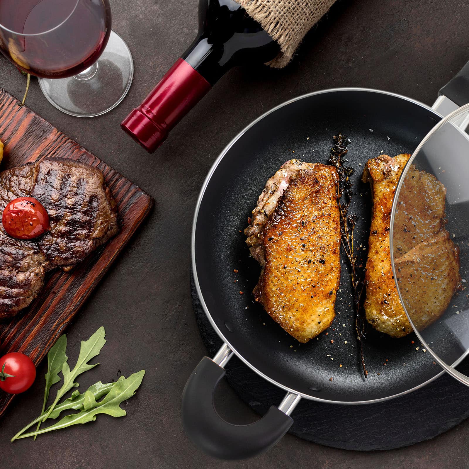 Oster Clairborne 10.25" Charcoal Gray Aluminum Sauté Pan with Lid