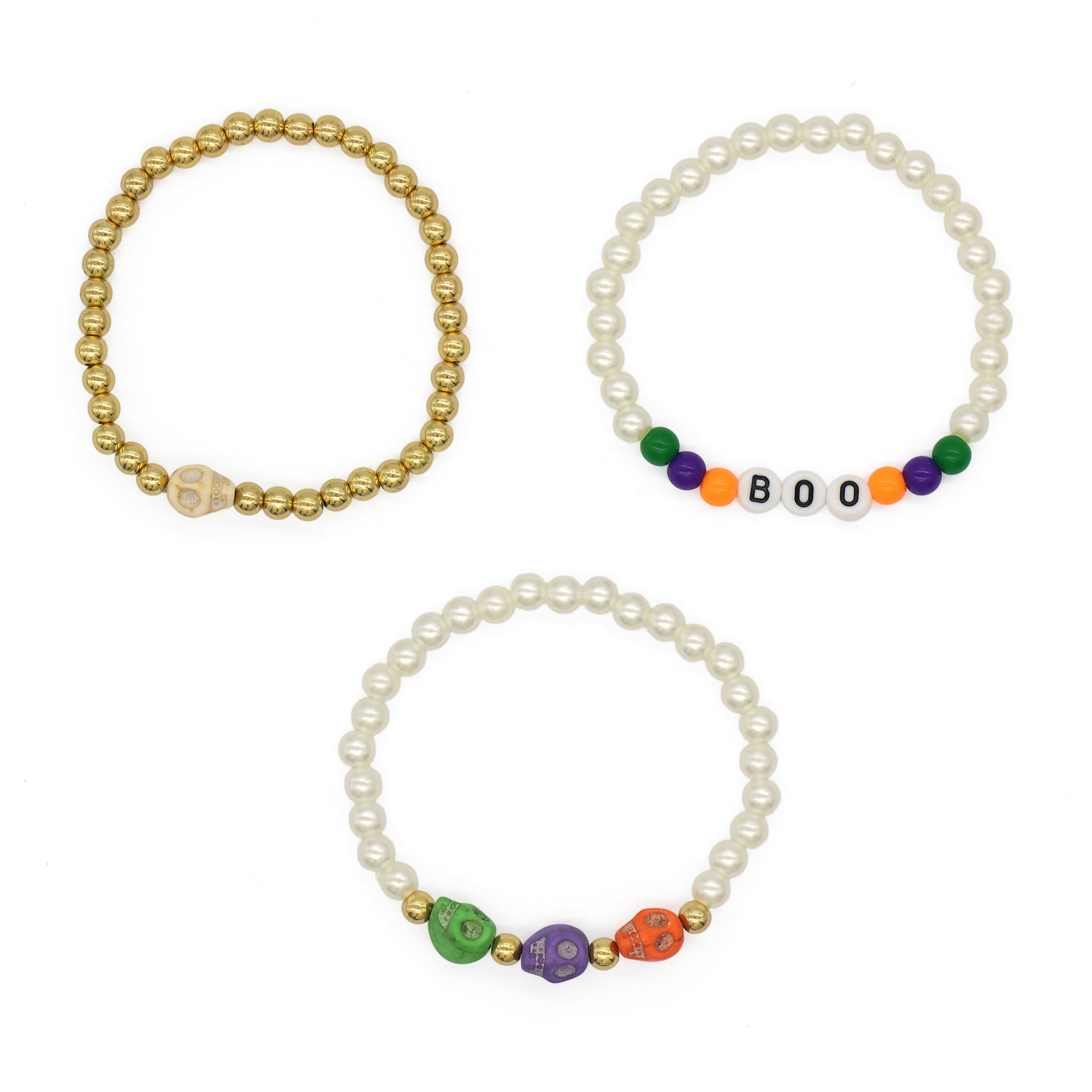 White &#x26; Gold Boo Bracelets, 3ct. by Celebrate It&#x2122;