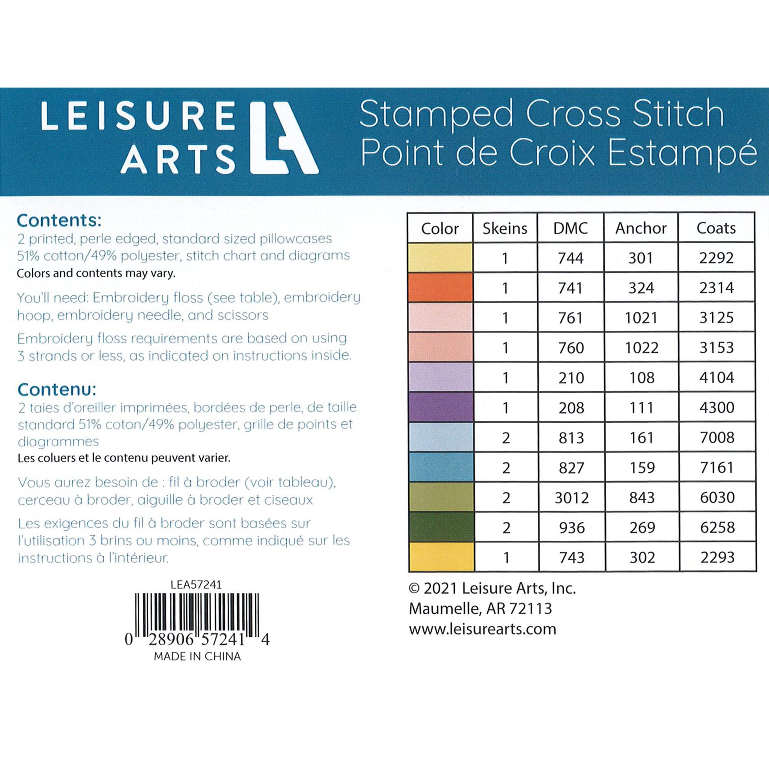 Leisure Arts® Pansy Motif Pillowcase Stamped Embroidery Kit