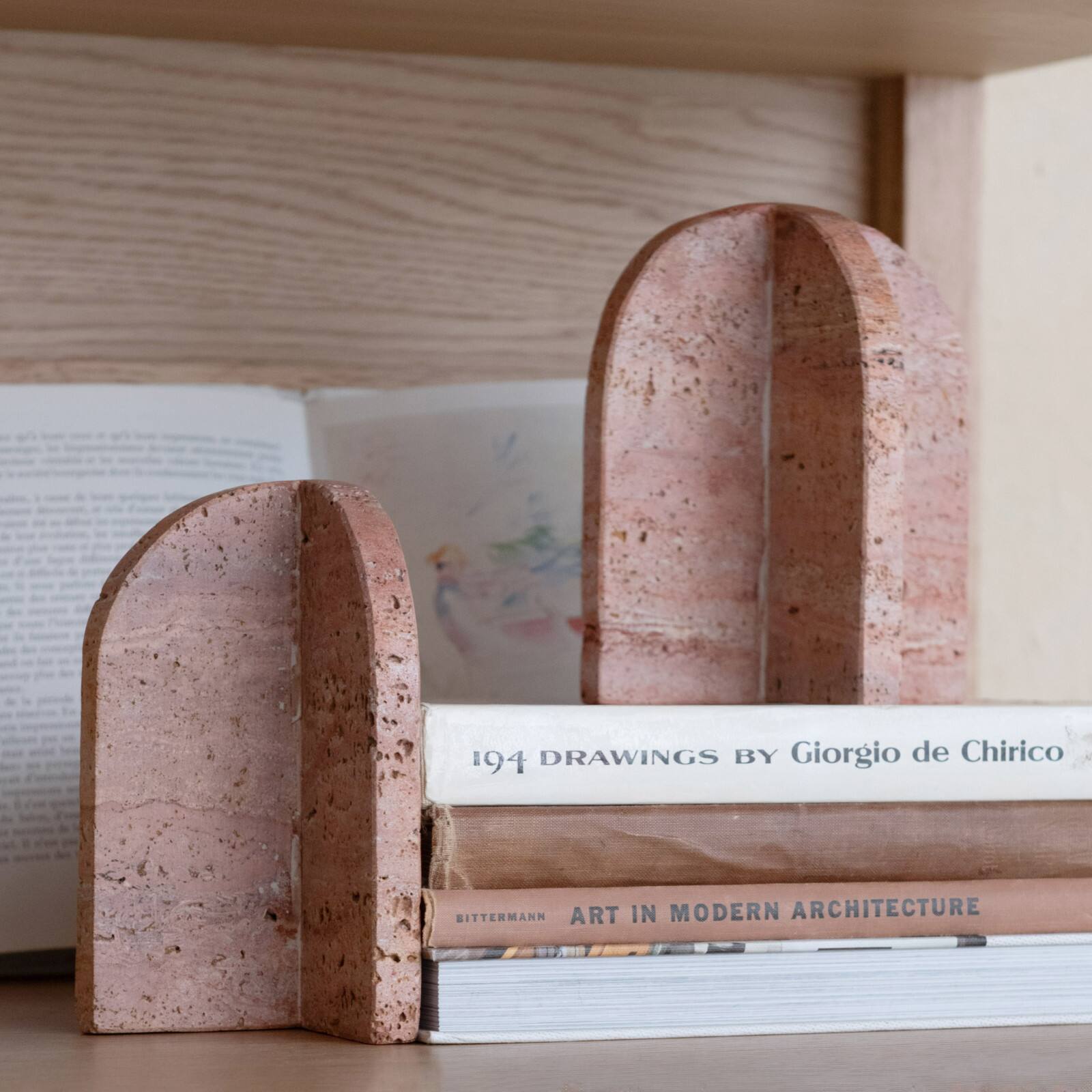 Hello Honey&#xAE; 6&#x22; Crimson Archways Travertine Bookend Set
