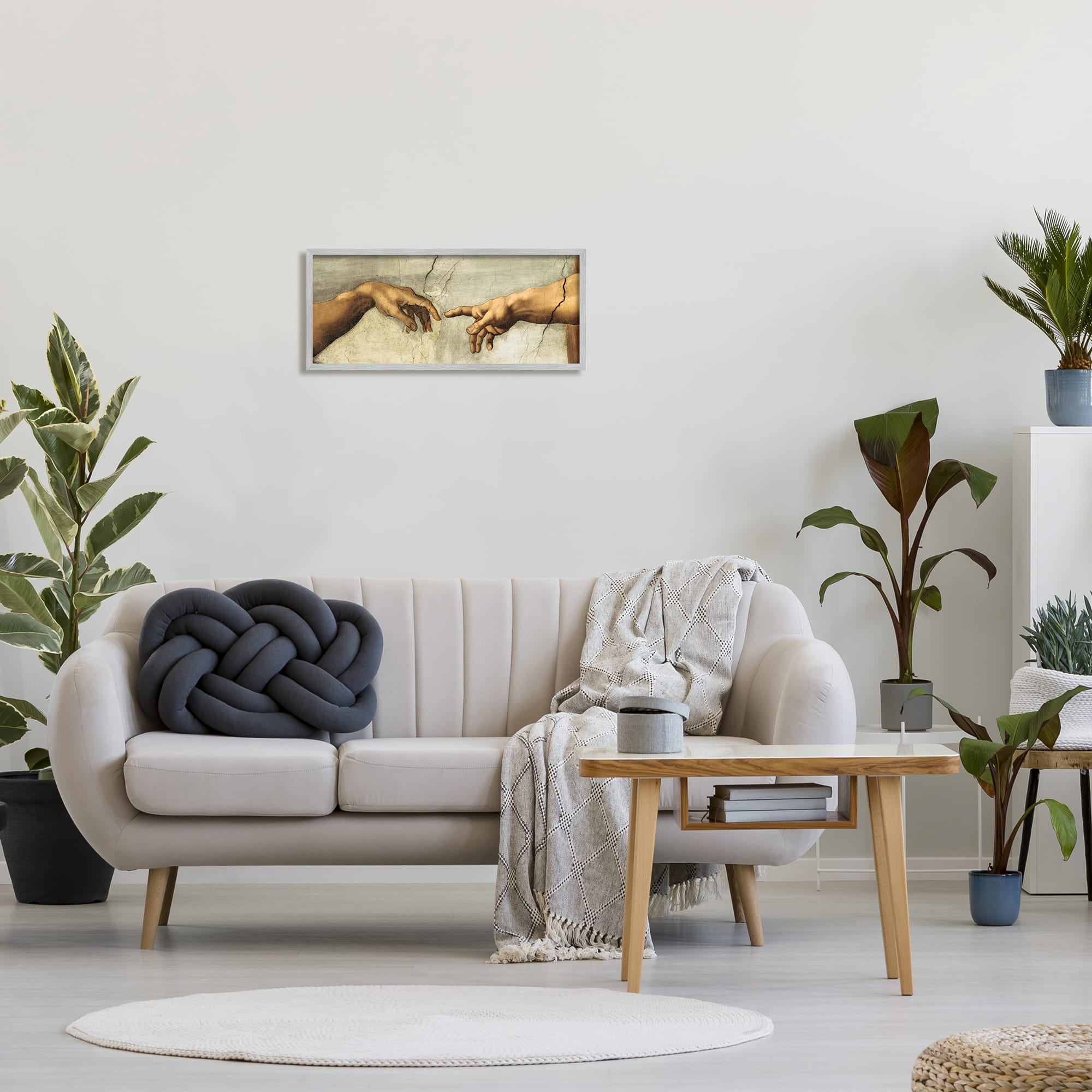 Stupell Industries Hands of The Creation Of Adam Religious Painting in Gray Frame Wall Art