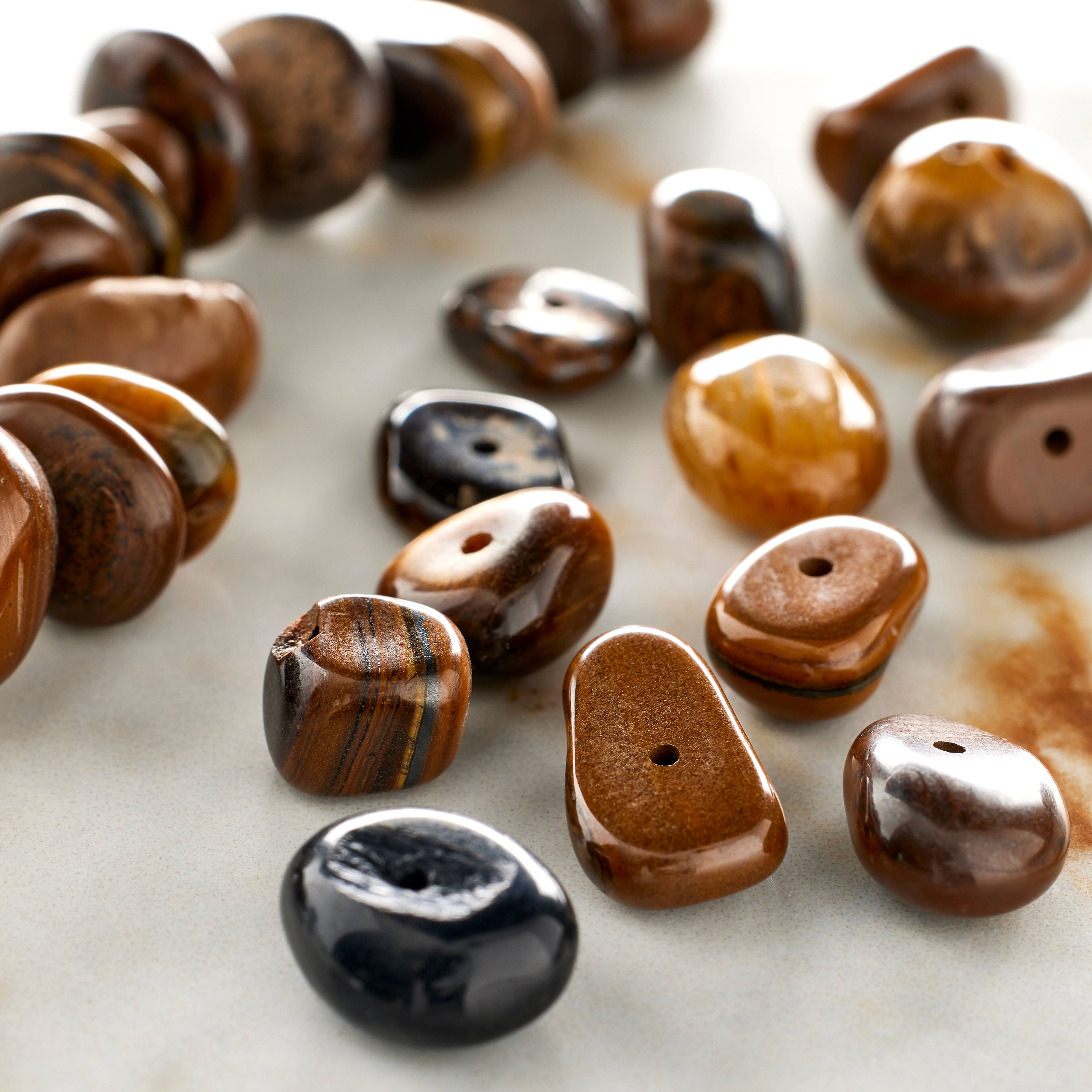 12 Pack:  Brown Tiger Eye Stone Nugget Beads by Bead Landing&#x2122;
