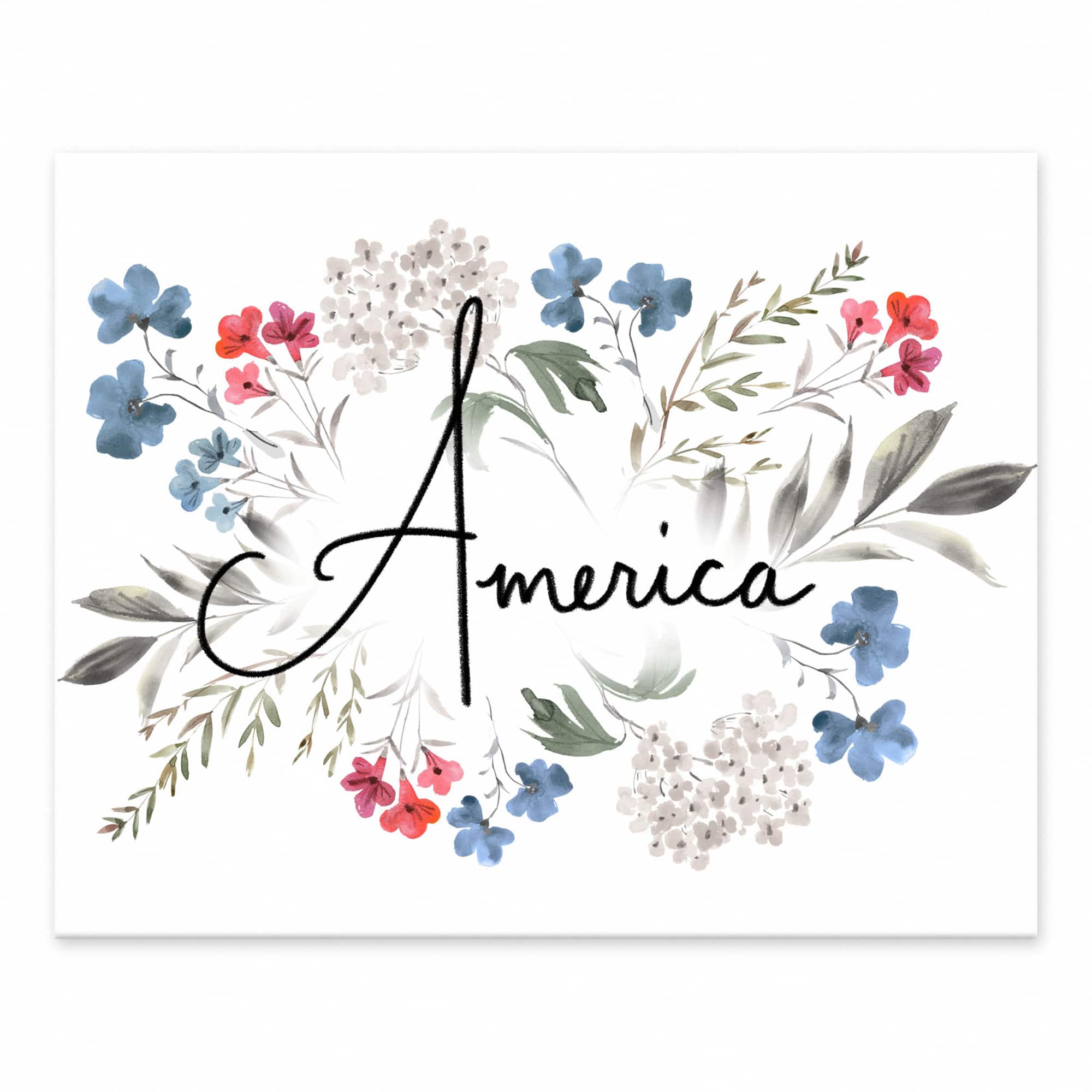 10&#x22; Floral America Tabletop Canvas
