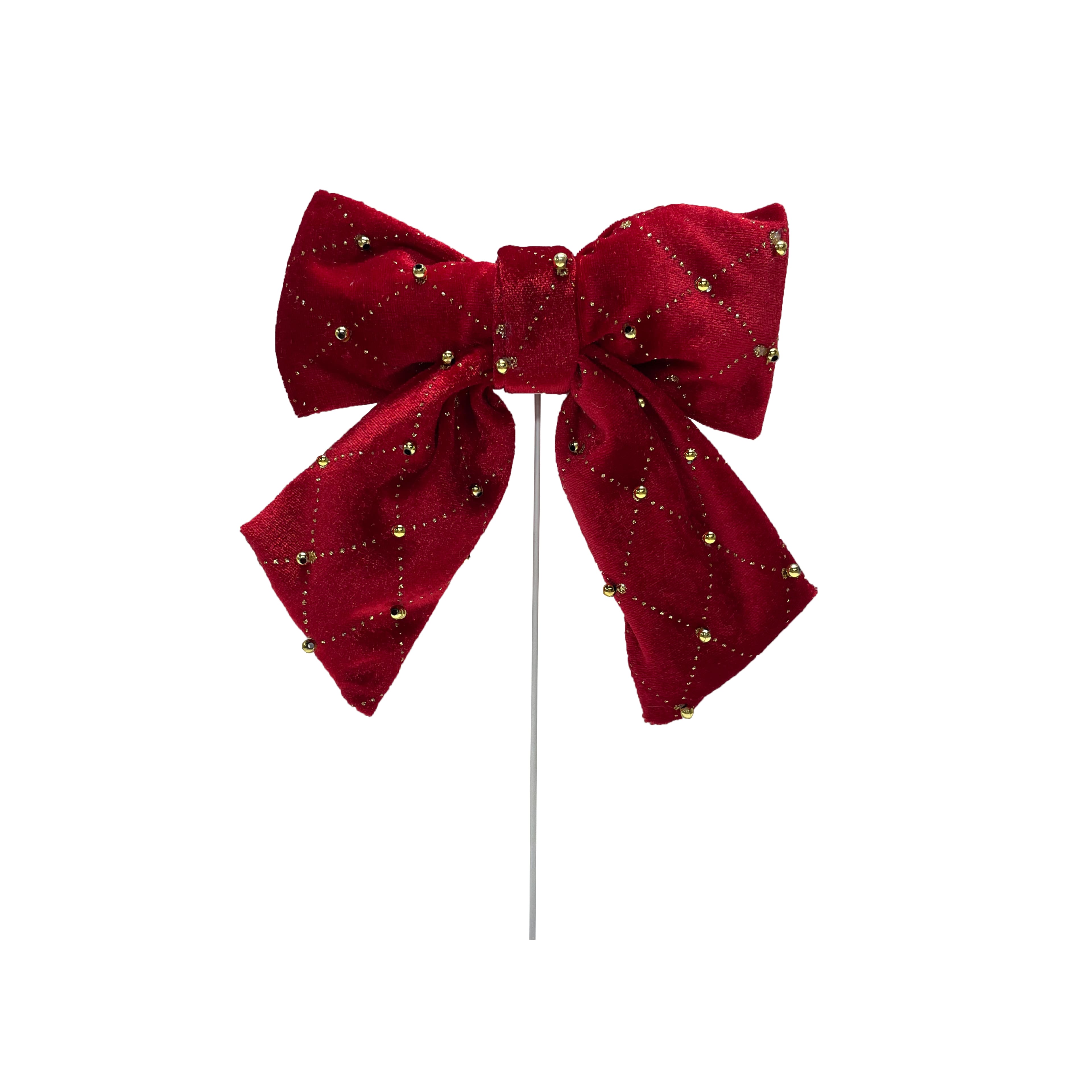 9&#x22; Red &#x26; Gold Diamond Velvet Bow Pick by Ashland&#xAE;