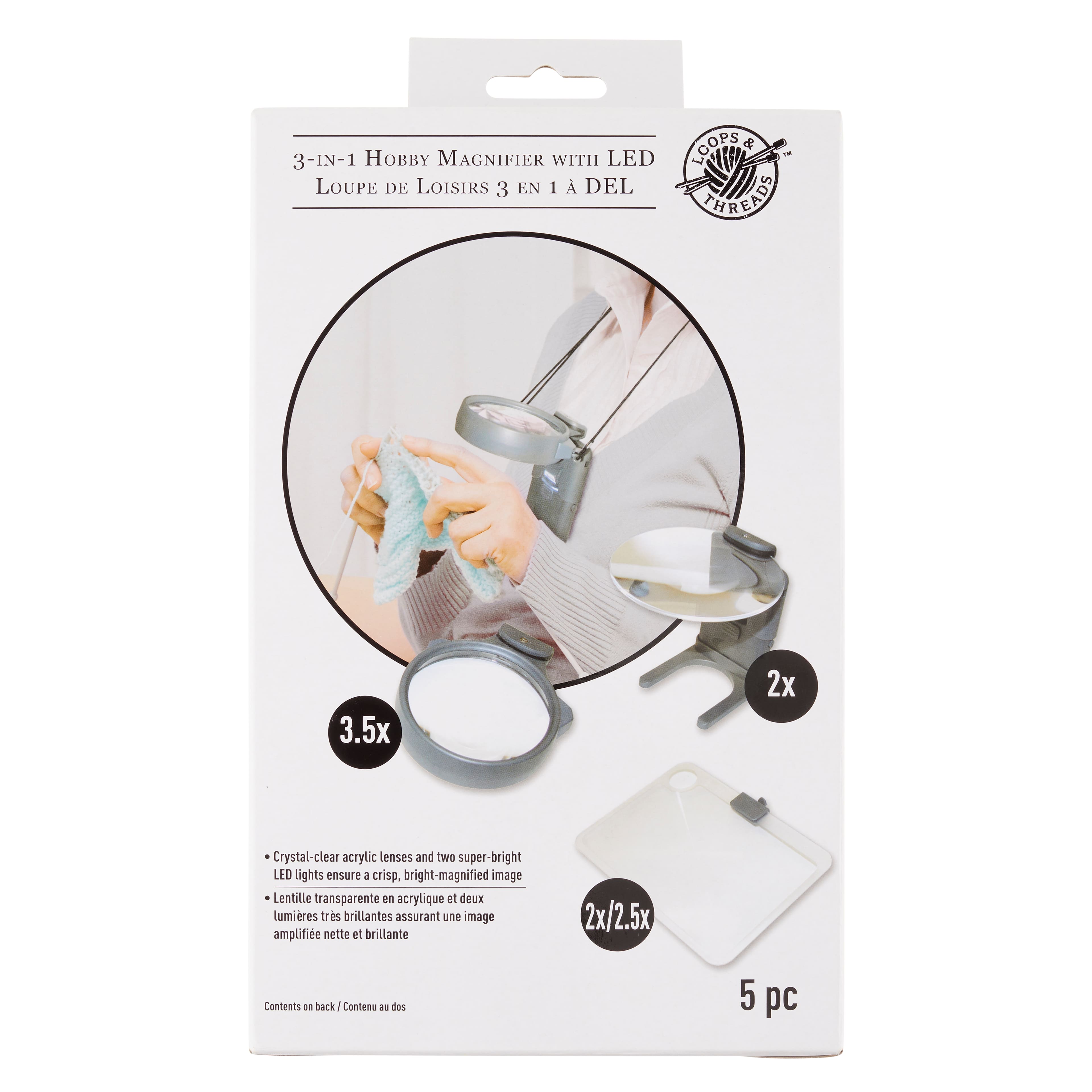 3-in-1 Hobby Magnifier with LED by Loops & Threads®