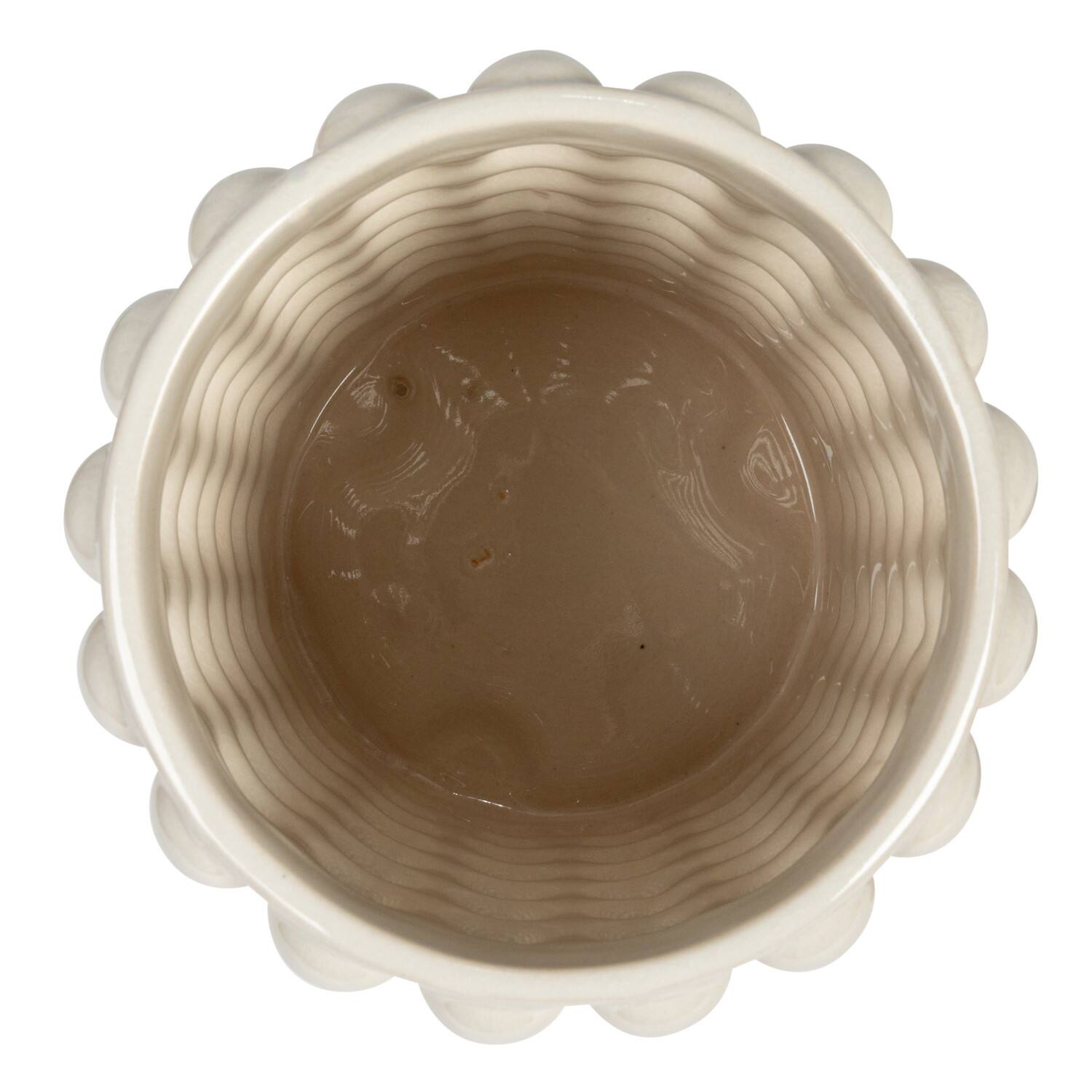 Hello Honey® White Raised Dots Stoneware Canister with Acacia Wood Lid