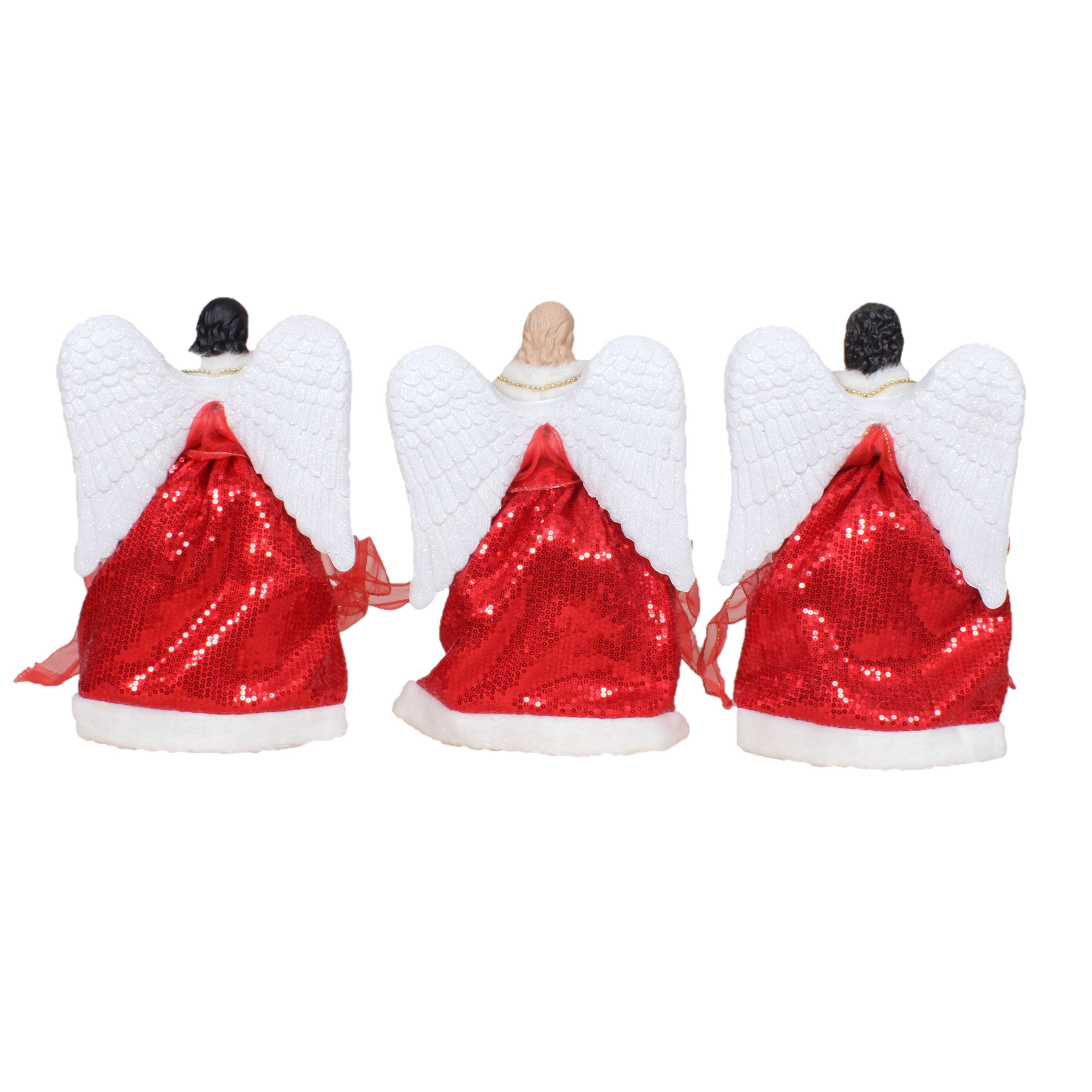 Assorted 12" Red & White Angel Lighted Tree Topper by Ashland