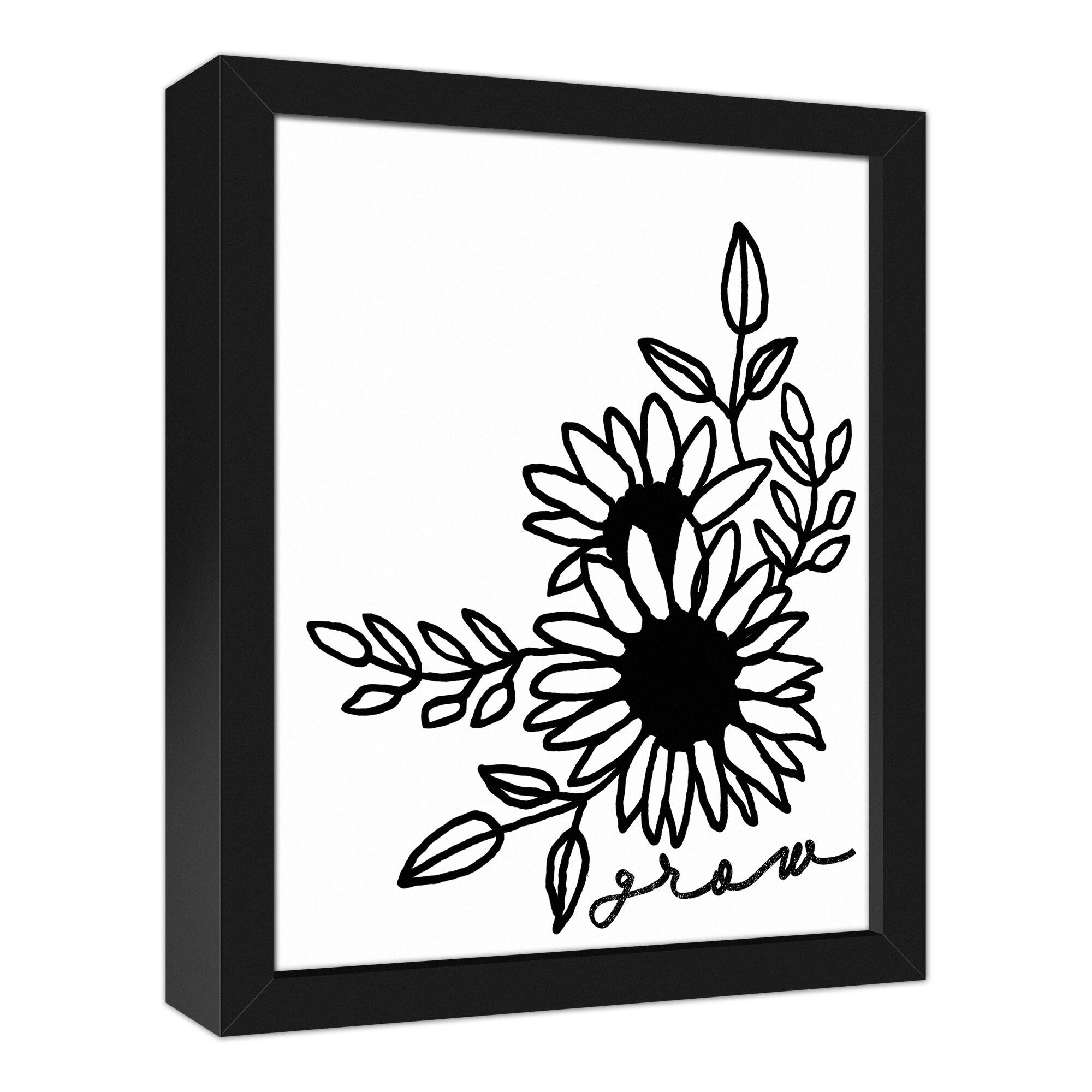 Grow Floral 12.73" x 15.73" Black Framed Canvas