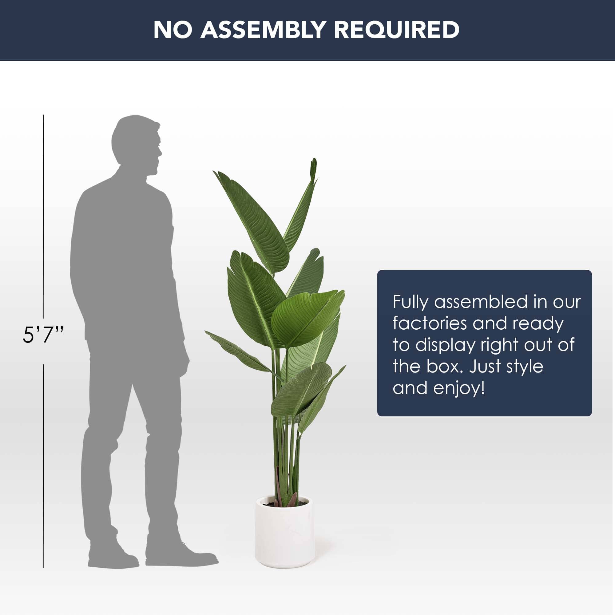 American Art Decor 5ft. Realistic Artificial Palm Tree in White Pot