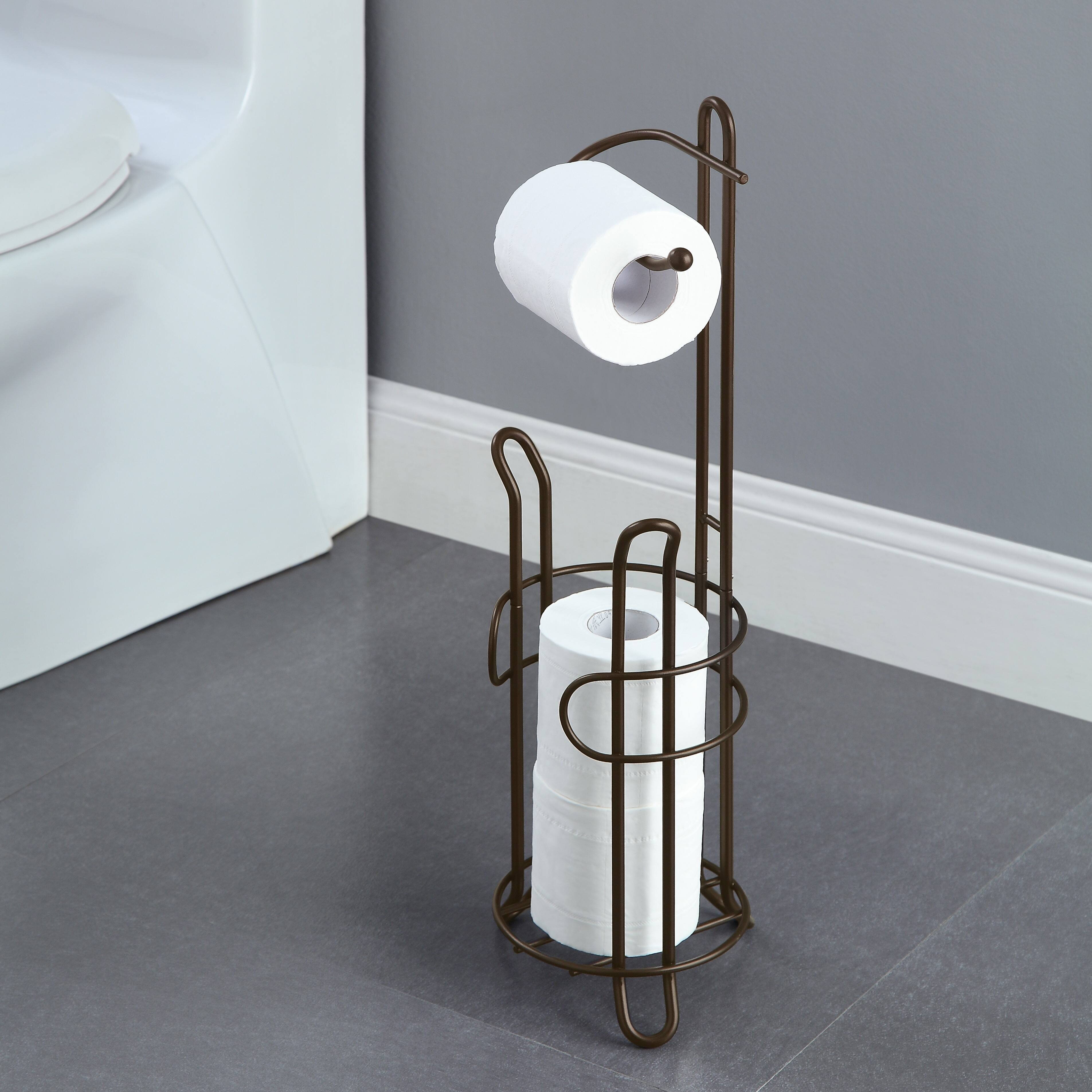 SunnyPoint 23.5&#x22; Bronze Bathroom Toilet Tissue Paper Roll Storage Holder Stand