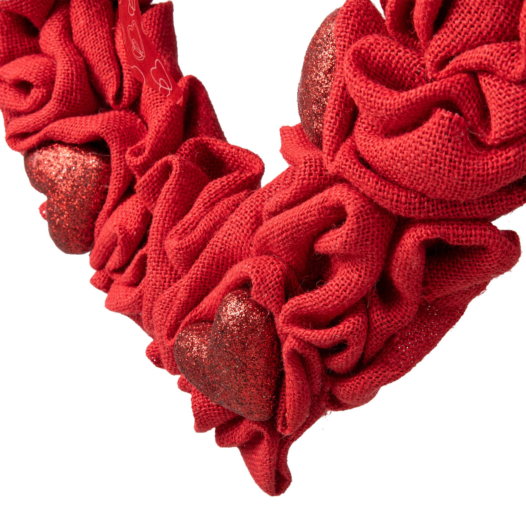 Glitzhome&#xAE; 19.25&#x22; Fabric Valentine&#x27;s Heart Wreath