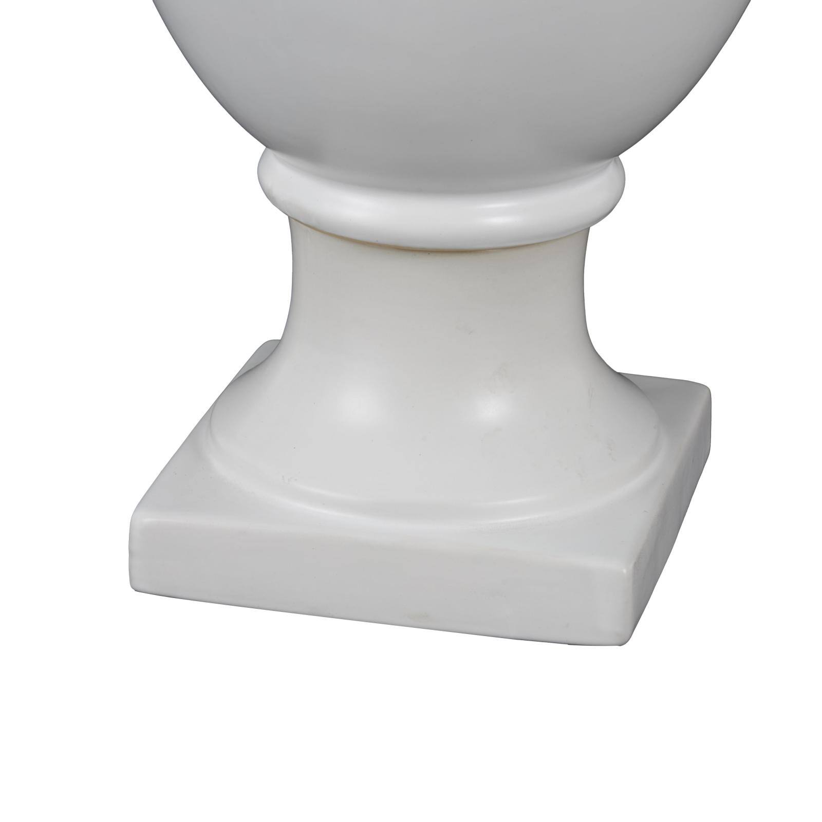 22" White Urn-Shaped Ceramic Vase with Handles