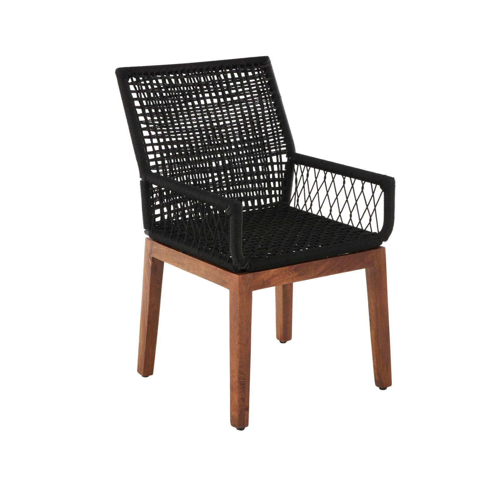 24" x 37" Black Jute Rope Handmade Woven Living Room Accent Chair