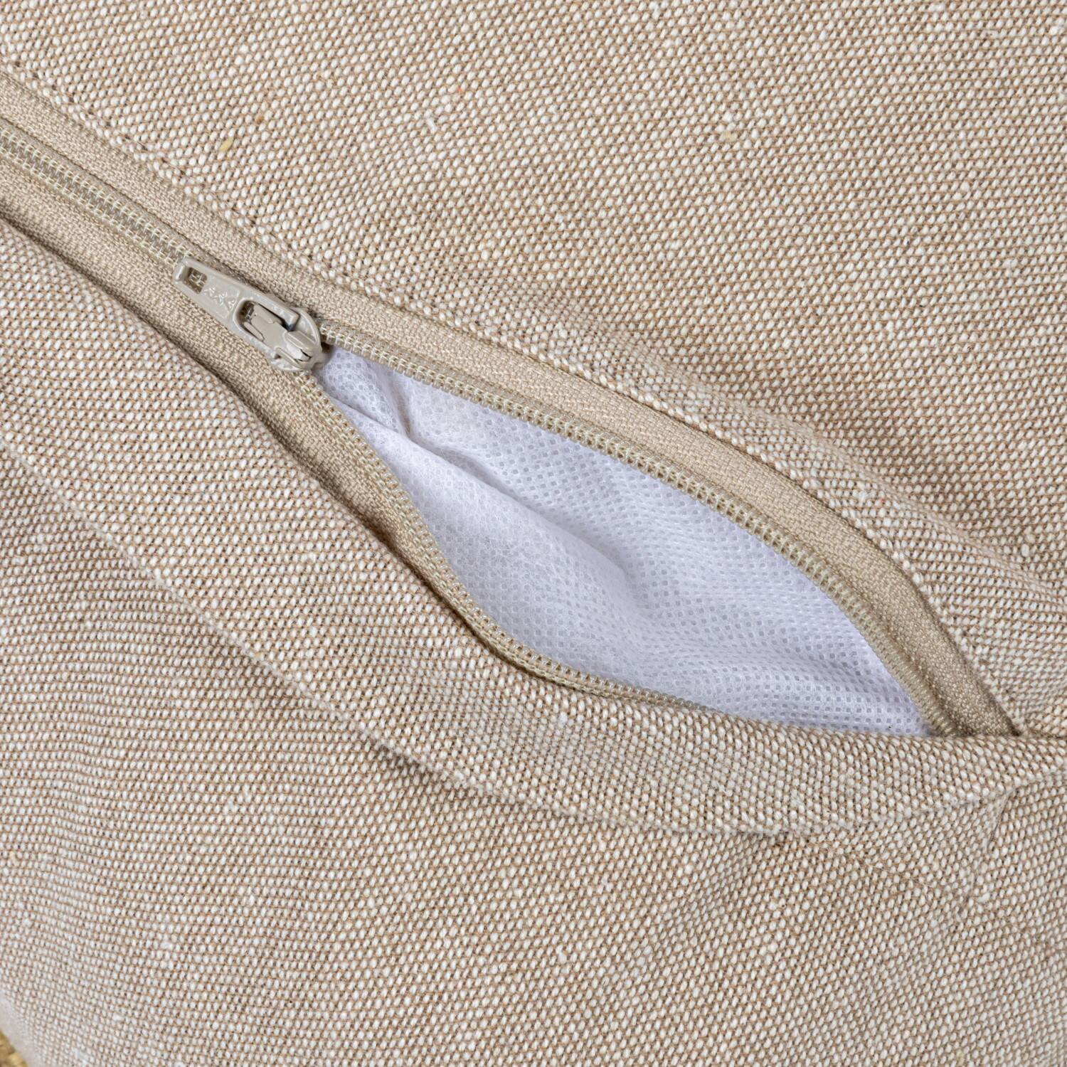 Hello Honey® Mustard Cotton Tufted Pillow with Natural Chambray Back