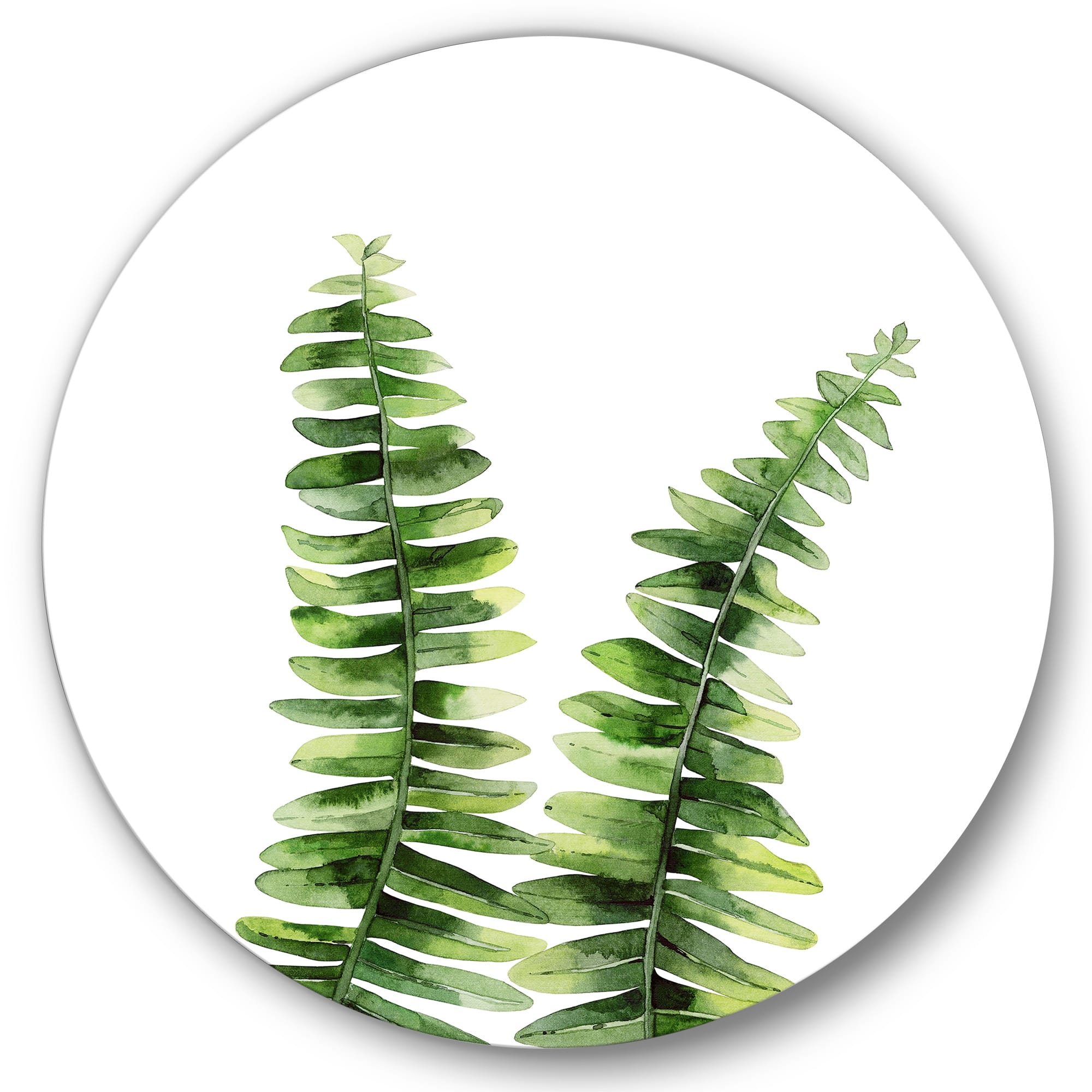 Designart - Fern Plant In Greenbotanical Detail - Tropical Metal Circle Wall Art