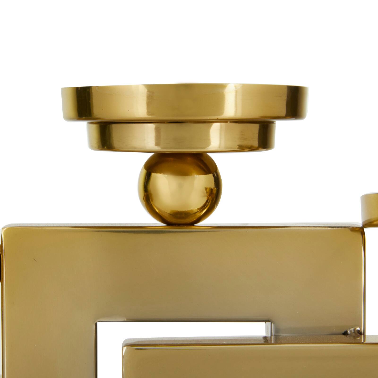 Gold Stainless Steel Modern Candle Holder, 14" x 14" x 6"